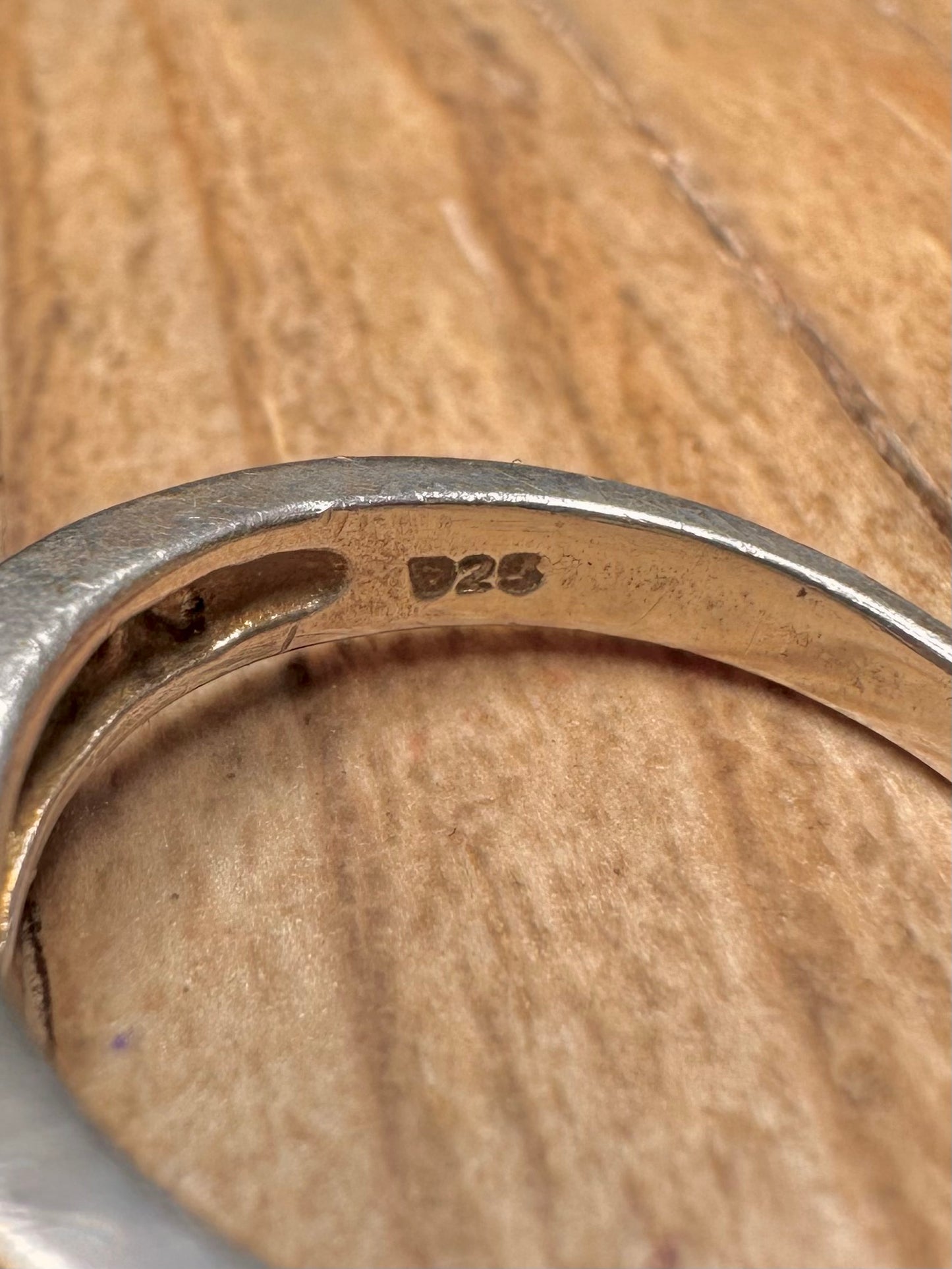 Vintage CZ White Wishbone 925 Sterling Silver Size P Ring