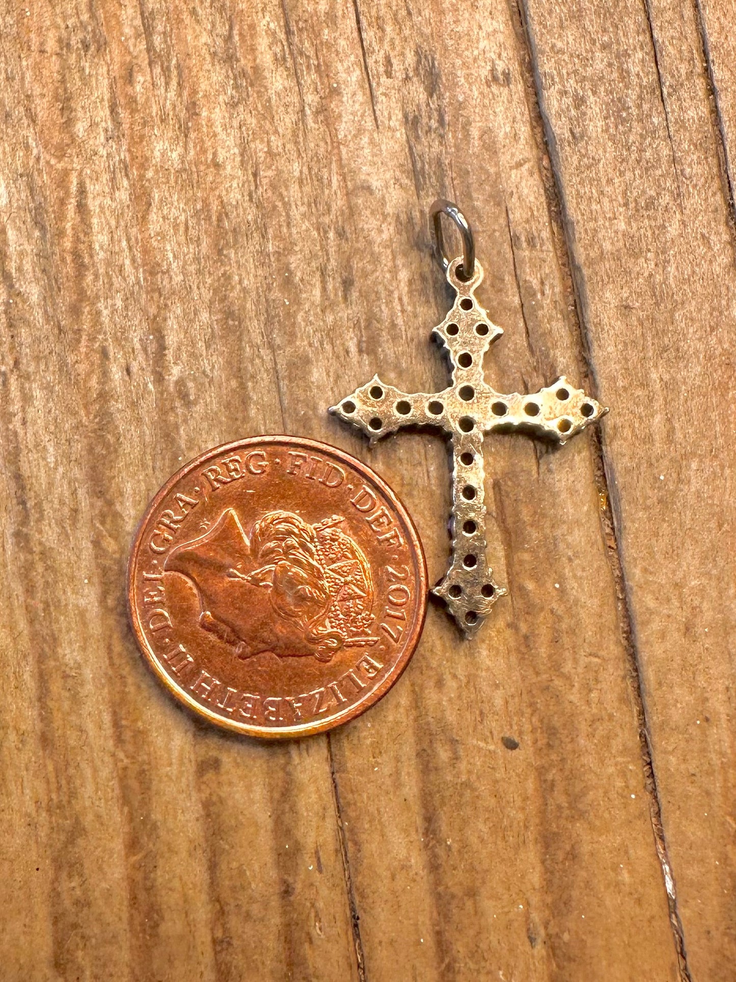 Garnet Cross Gold on 900 Silver Pendant