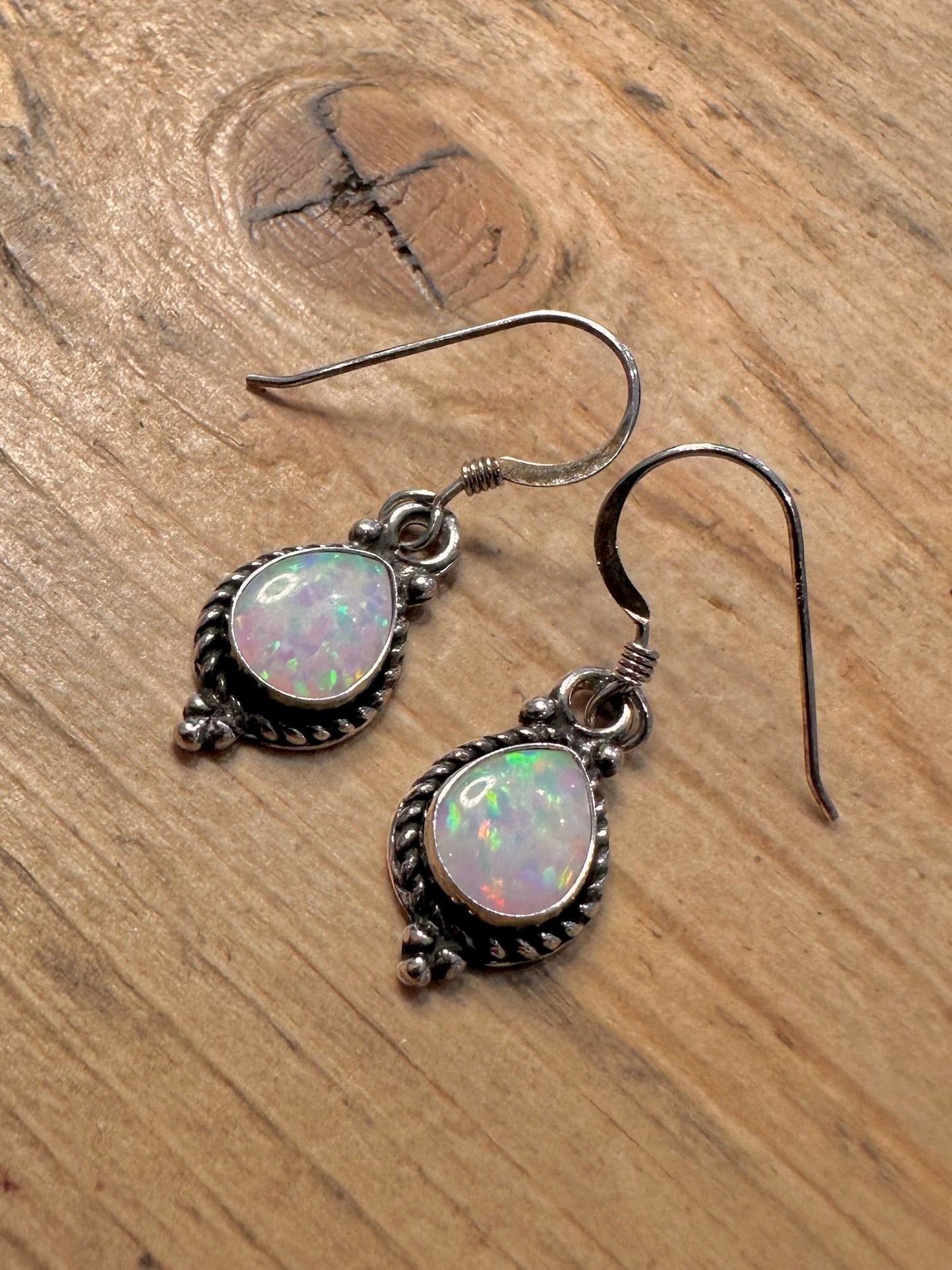 Vintage Opal Boho 925 Silver Earrings