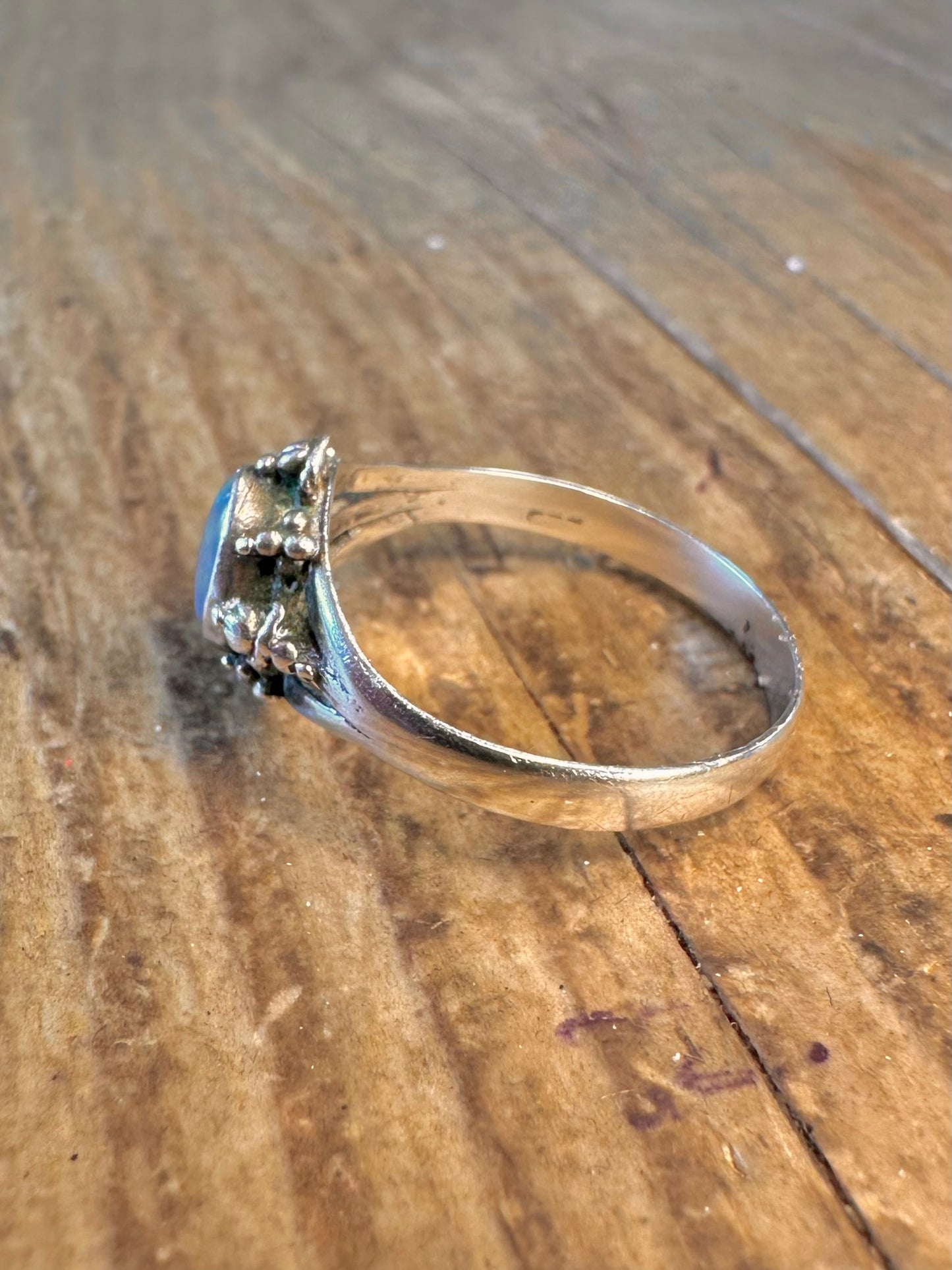Ornate Opal 925 Sterling Silver Size R1/2 Ring