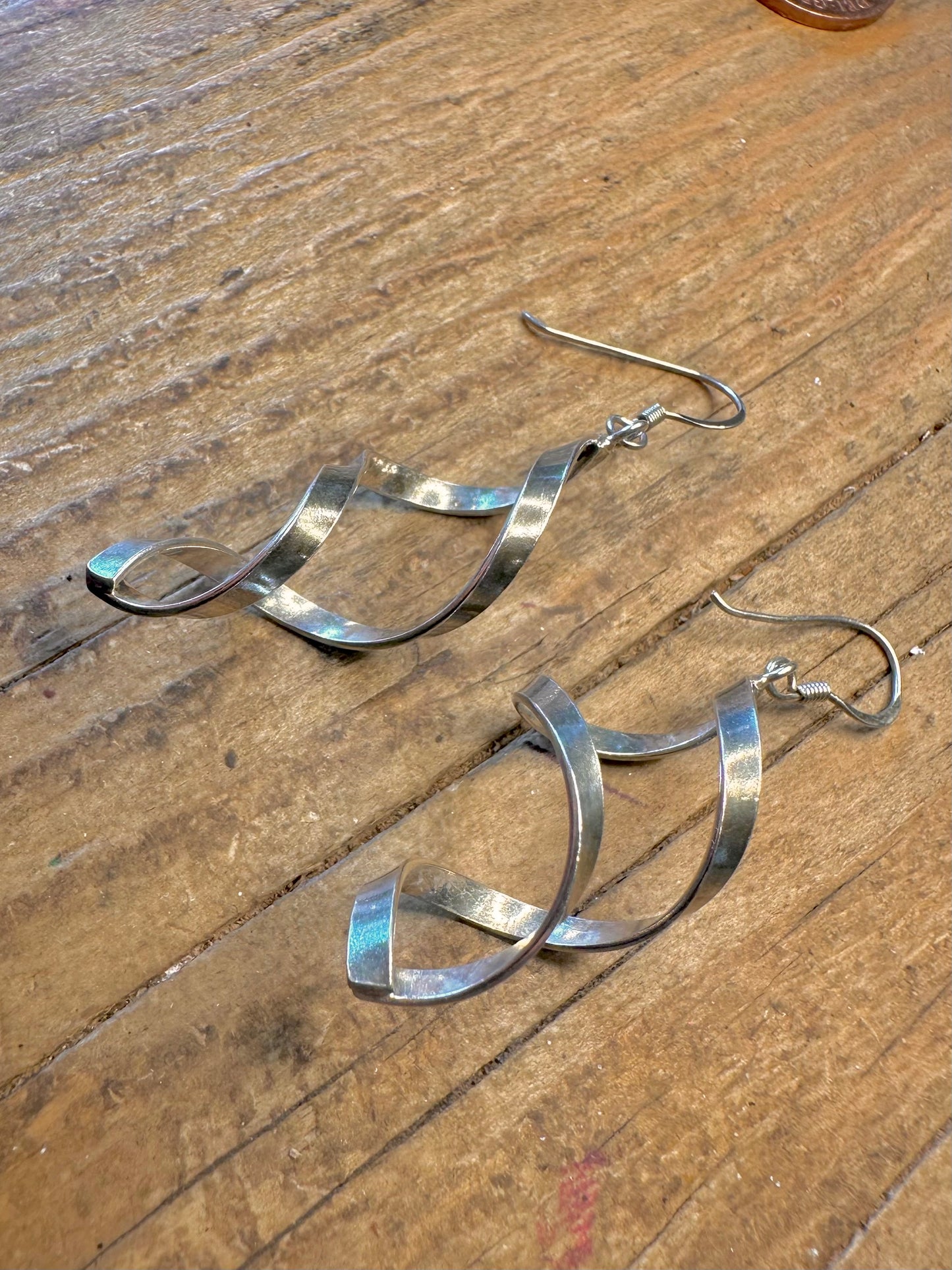 Twisted Dangle 925 Sterling Silver Earrings