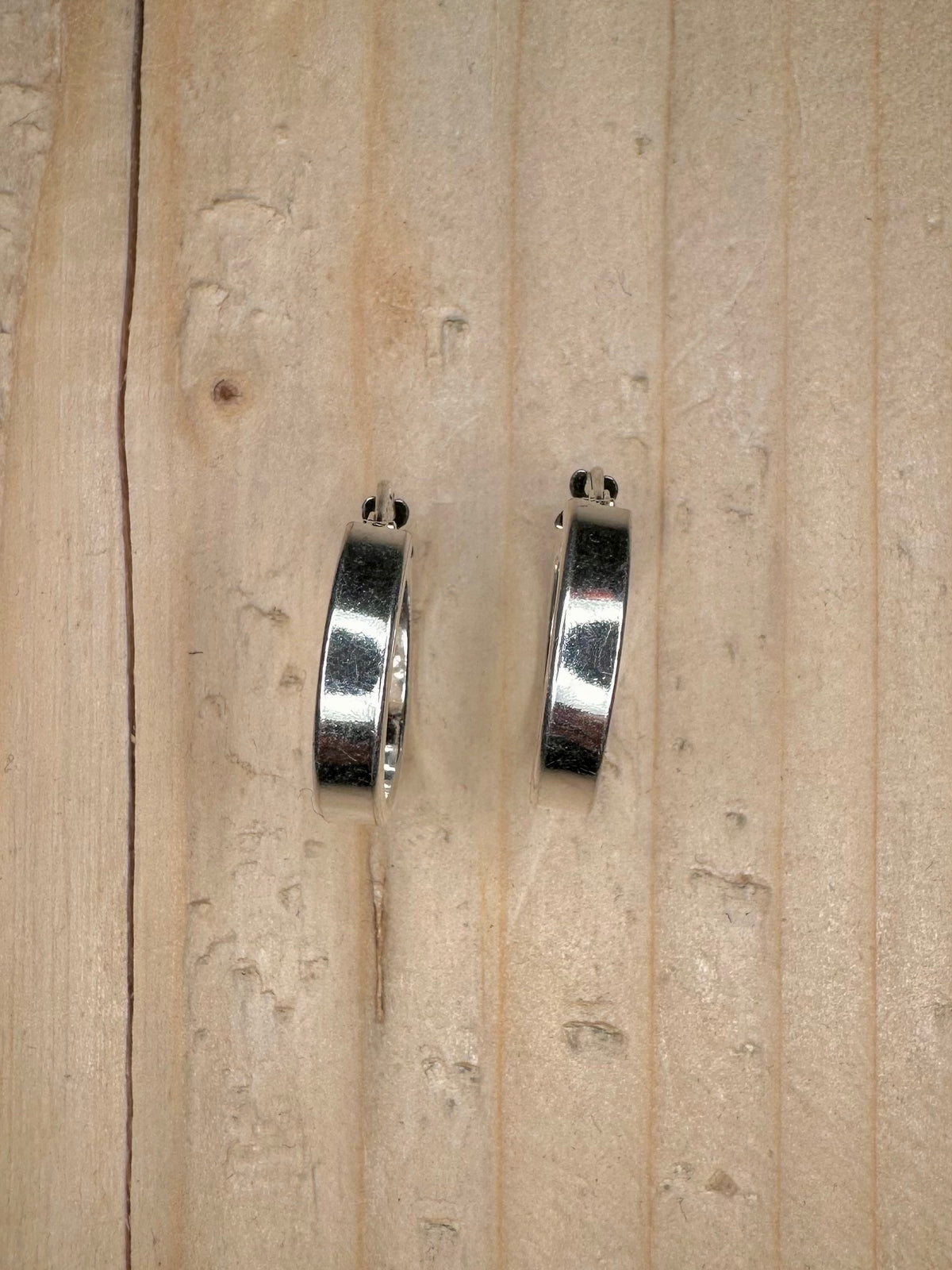 Flat Edge Hoop 925 Sterling Silver Earrings