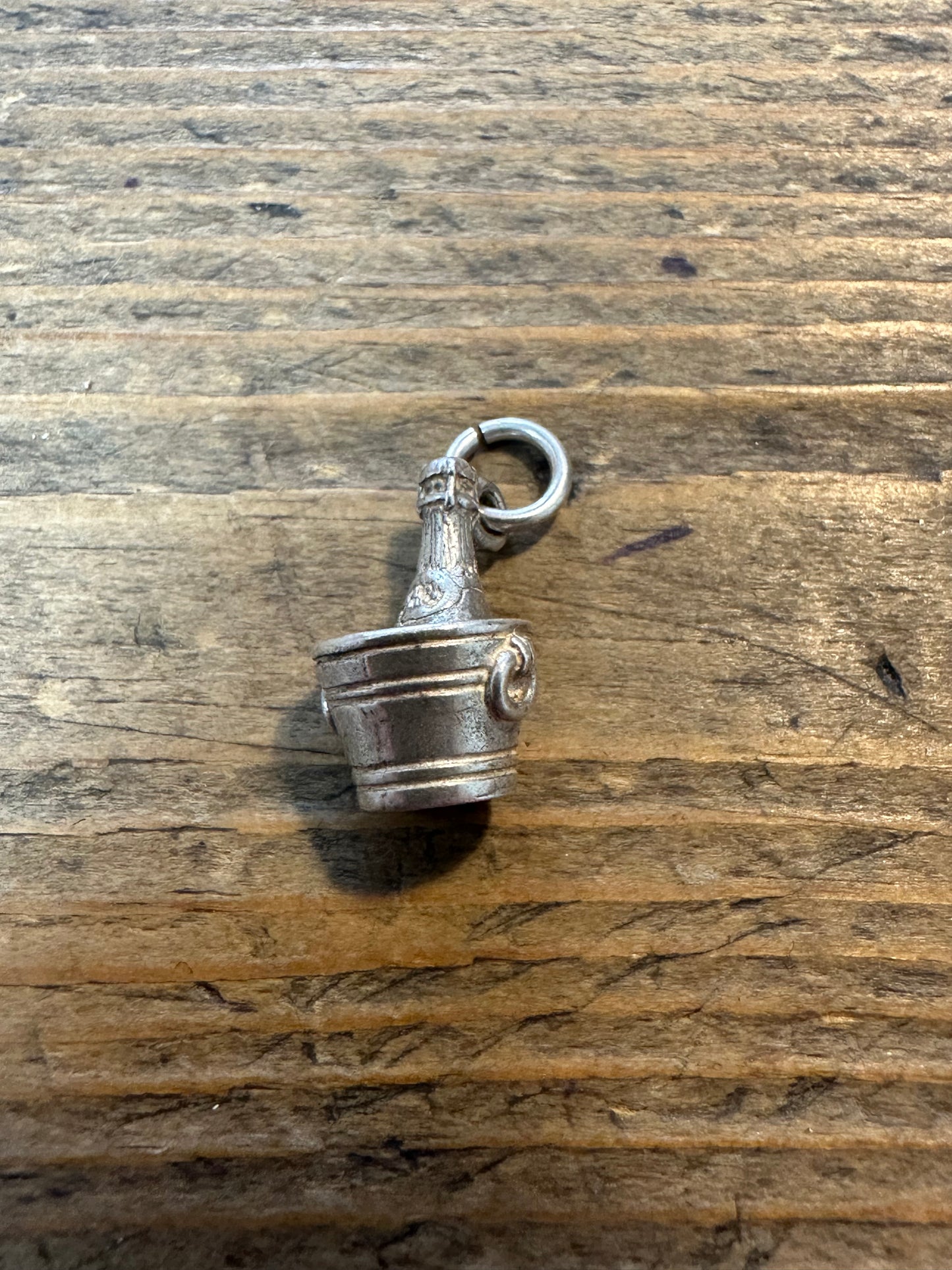 Vintage Champagne and Bucket 925 Silver Charm Pendant