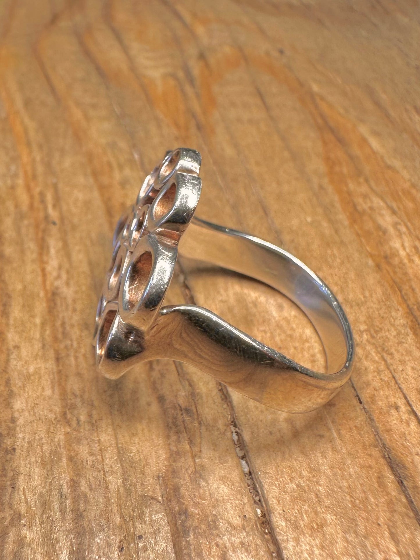Modernistischer Kreis-Cluster-Design 925 Sterlingsilber Ring Größe S