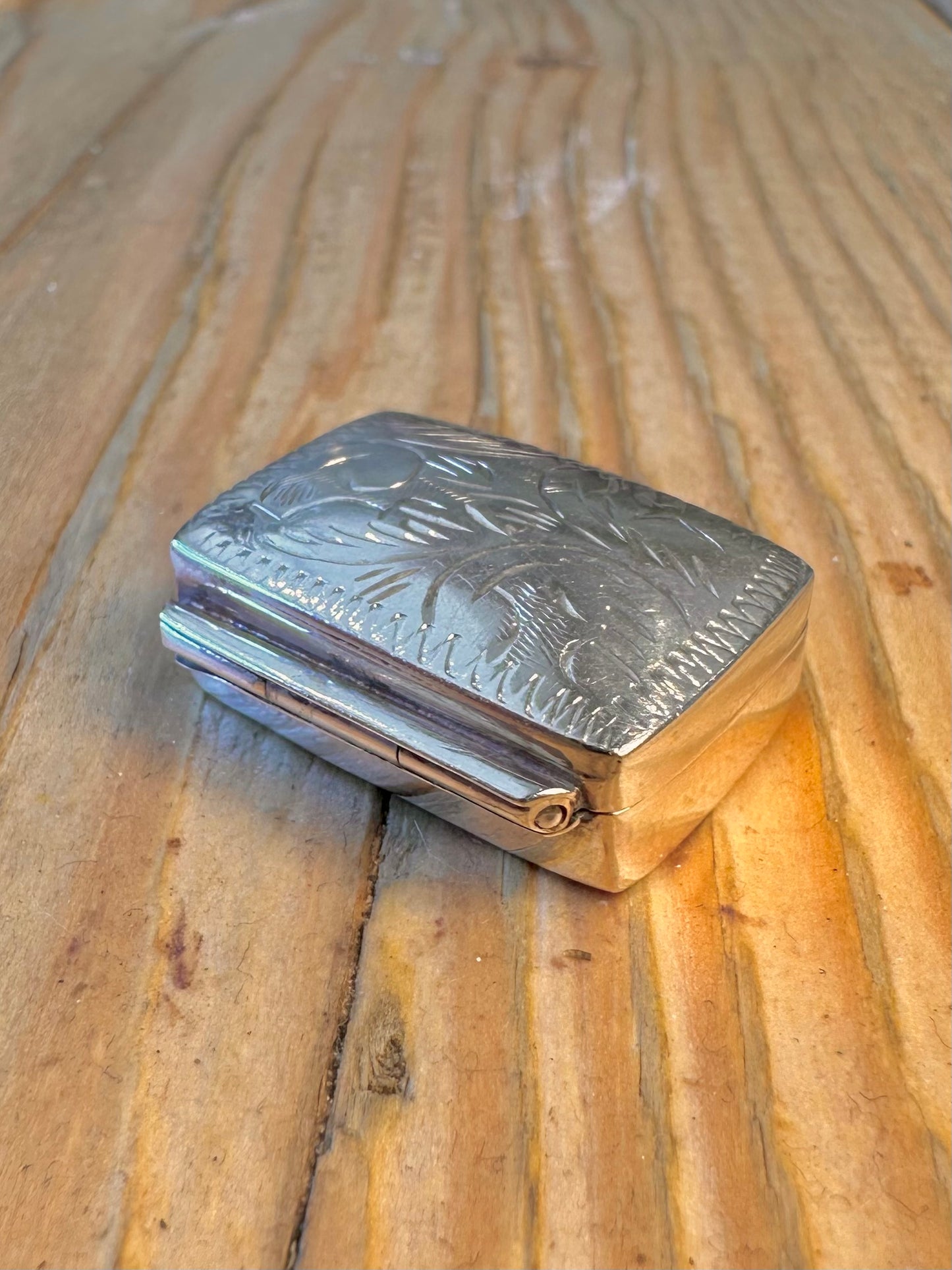 Engraved Rectangle 1994 Pill Box 925 Sterling Silver Collectable