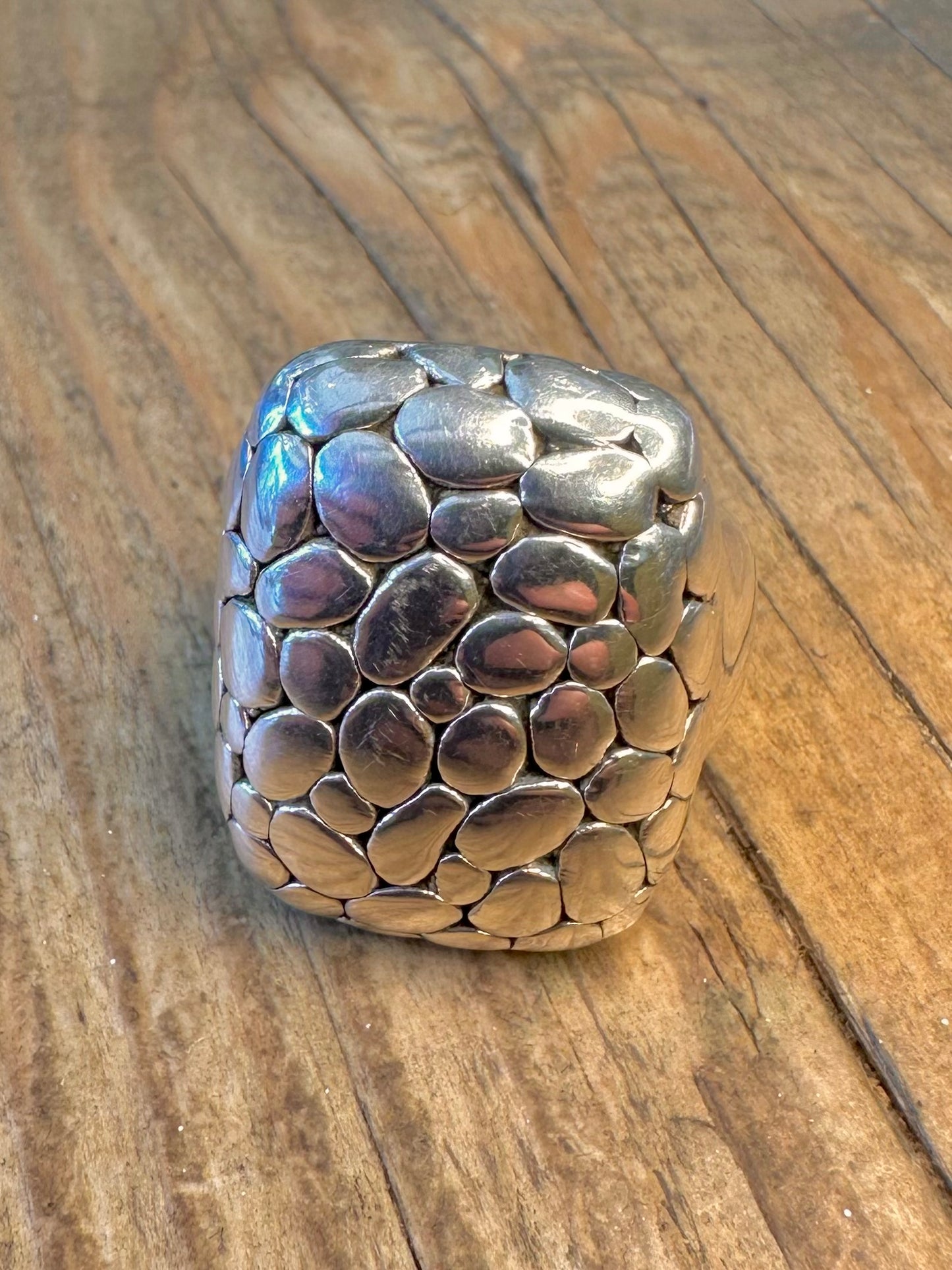 Abstract Pebble Style 925 Sterling Silver Size P Ring