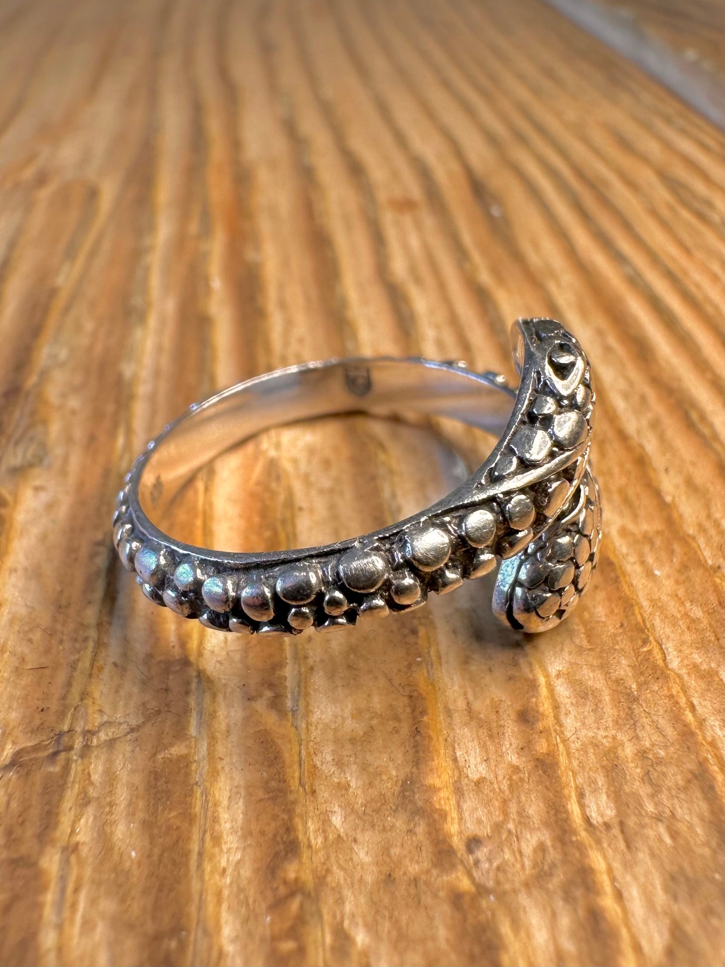 Intertwined Snake Textured 925 Sterling Silver Size R Ring
