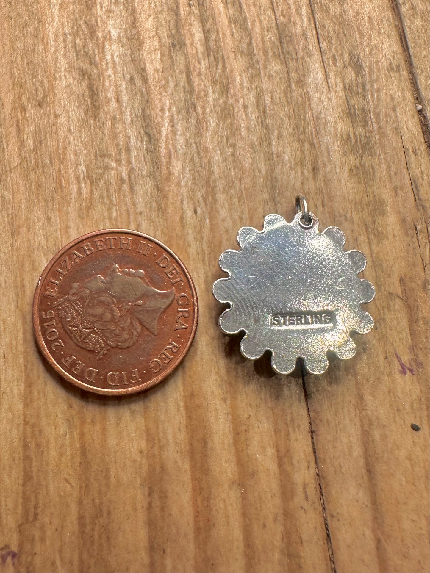 Vintage Southwestern Green Turquoise Ornate 925 Sterling Silver Pendant