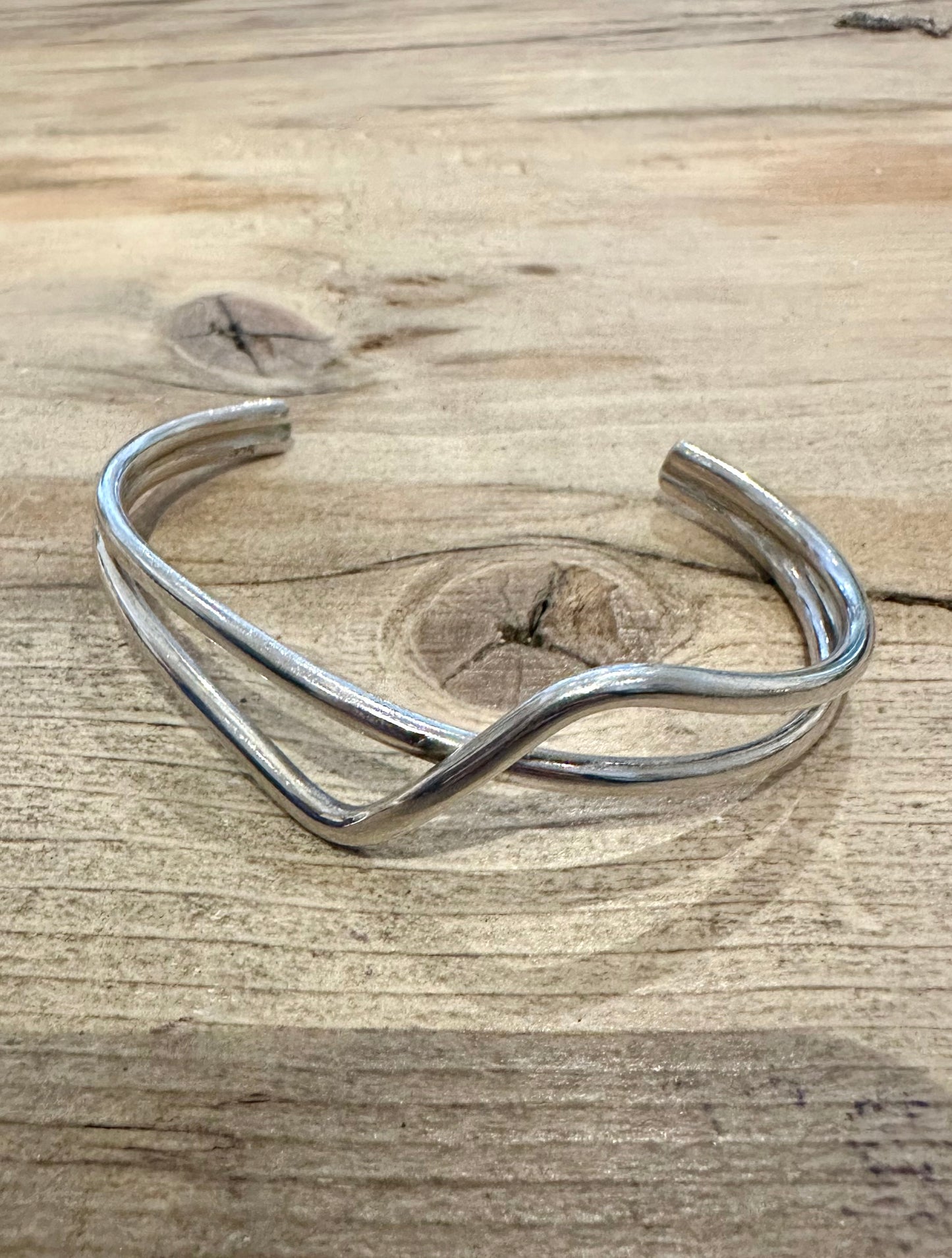 Abstract Swirl Twist 925 Silver Cuff Bangle