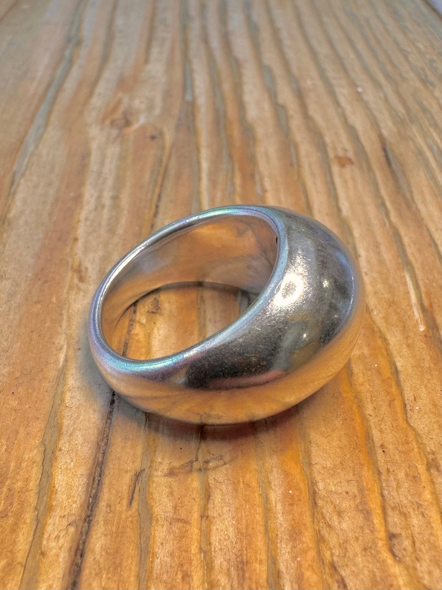 Modernist Dome Hollow 925 Sterling Silver Size O Ring