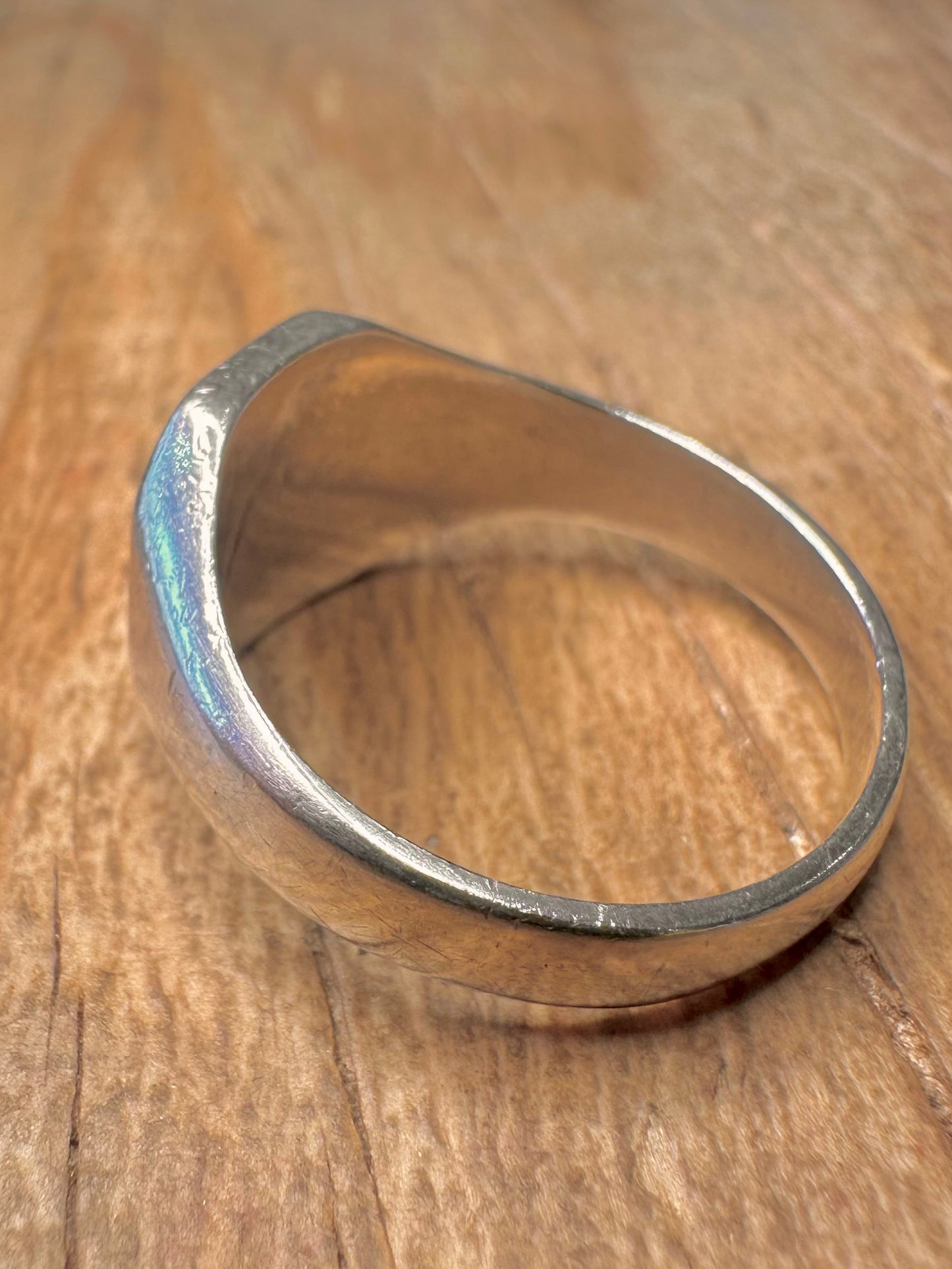 Vintage Prince of Wales Feathers Signet 925 Sterling Silver Size U Ring