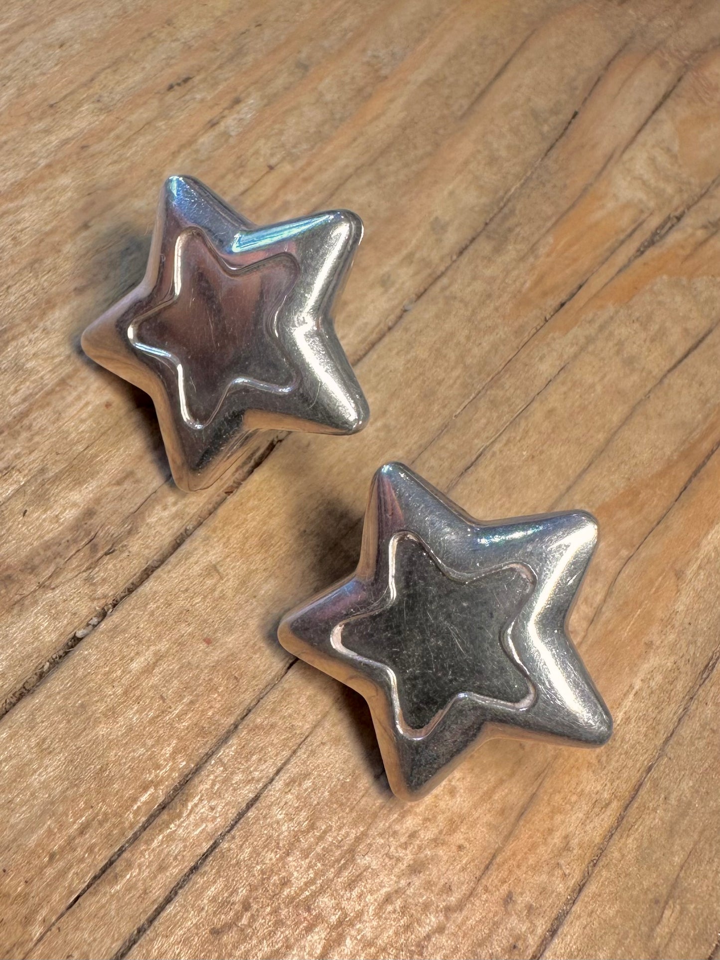 Modernistische klobige Stern-Ohrringe aus 925er Sterlingsilber, hergestellt in Italien
