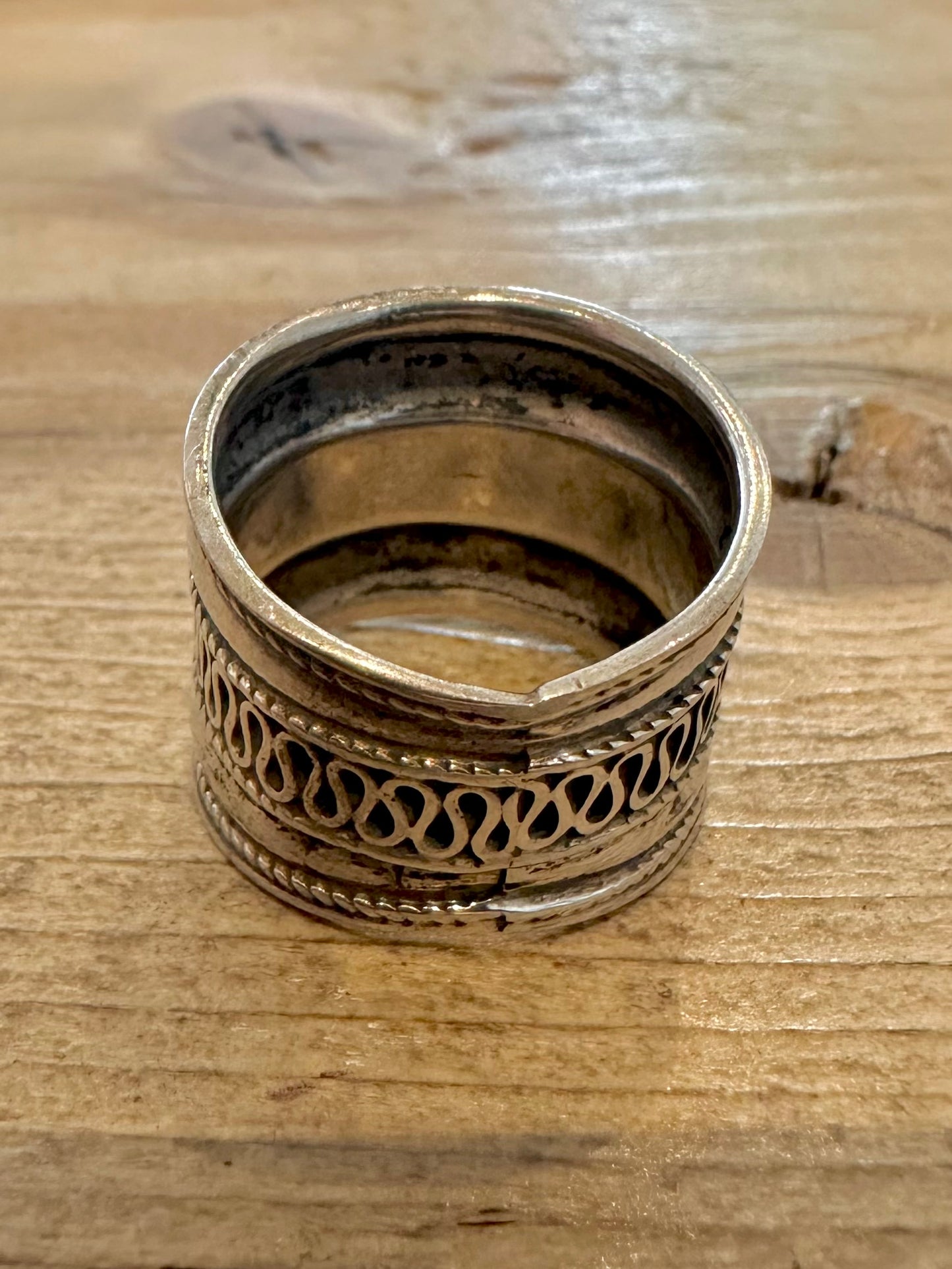 Vintage Tribal Bali 925 Silver Size Q Ring