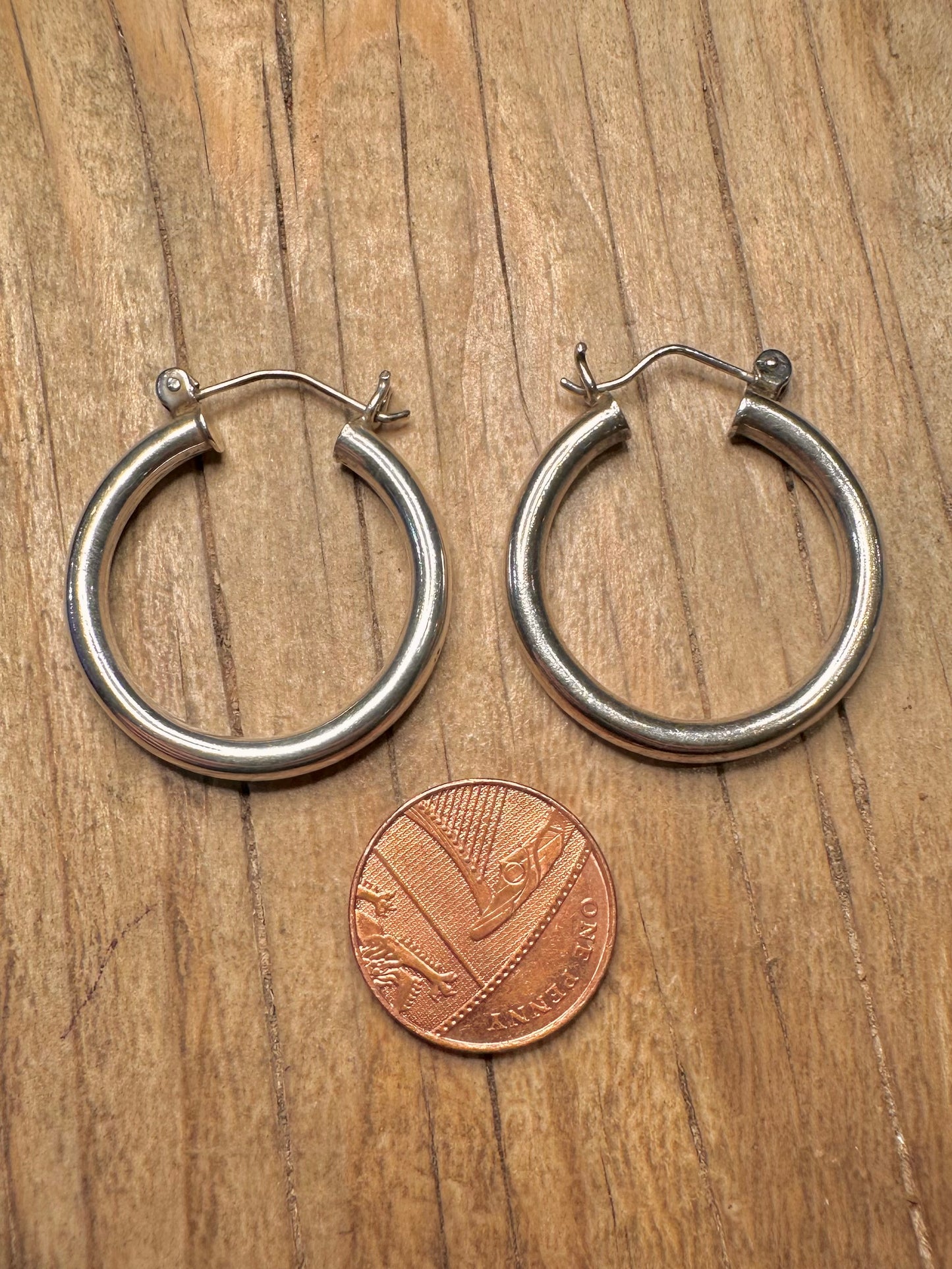 Vintage Rounded Hoops 925 Sterling Silver Earrings