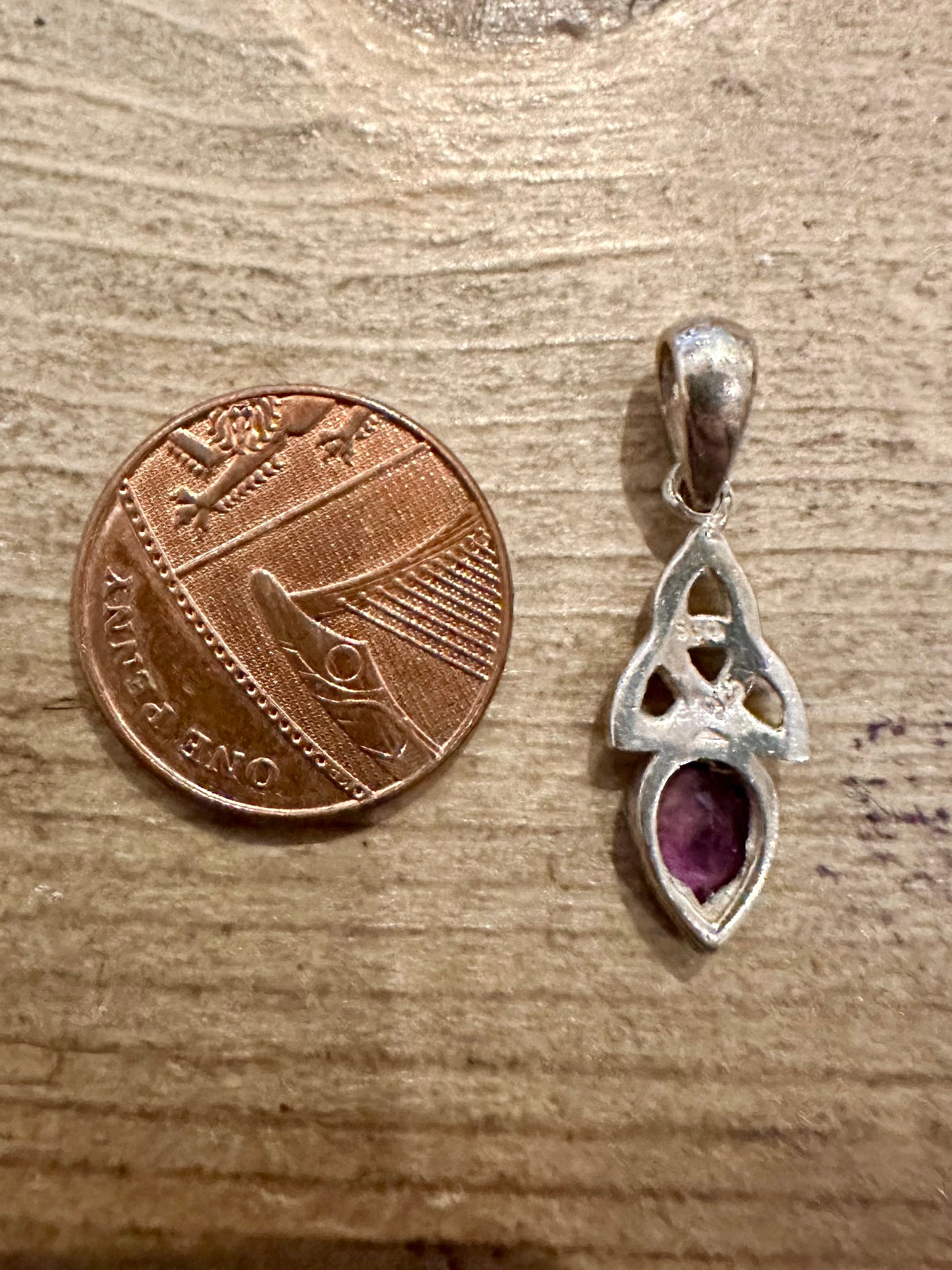 Vintage Amethyst Celtic 925 Silver Pendant