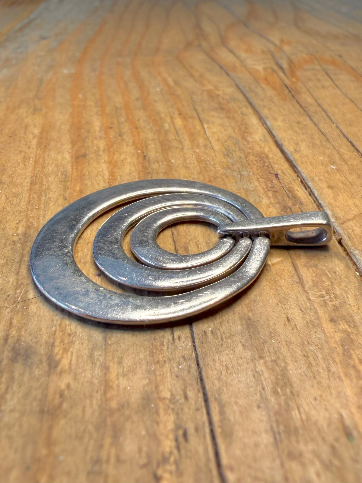 Modernist Triple Moving Disc 925 Sterling Silver Pendant