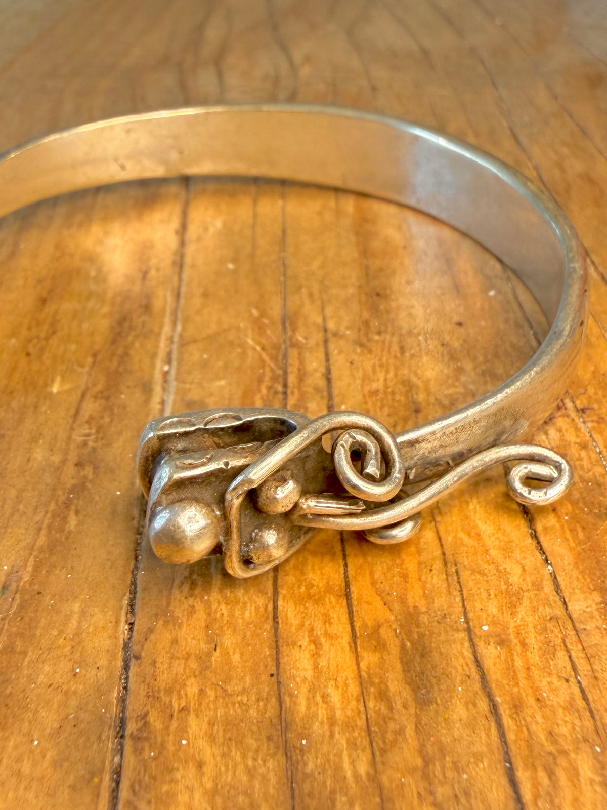 Double Headed Dragon Engraved Heavy Cuff Silver Bangle