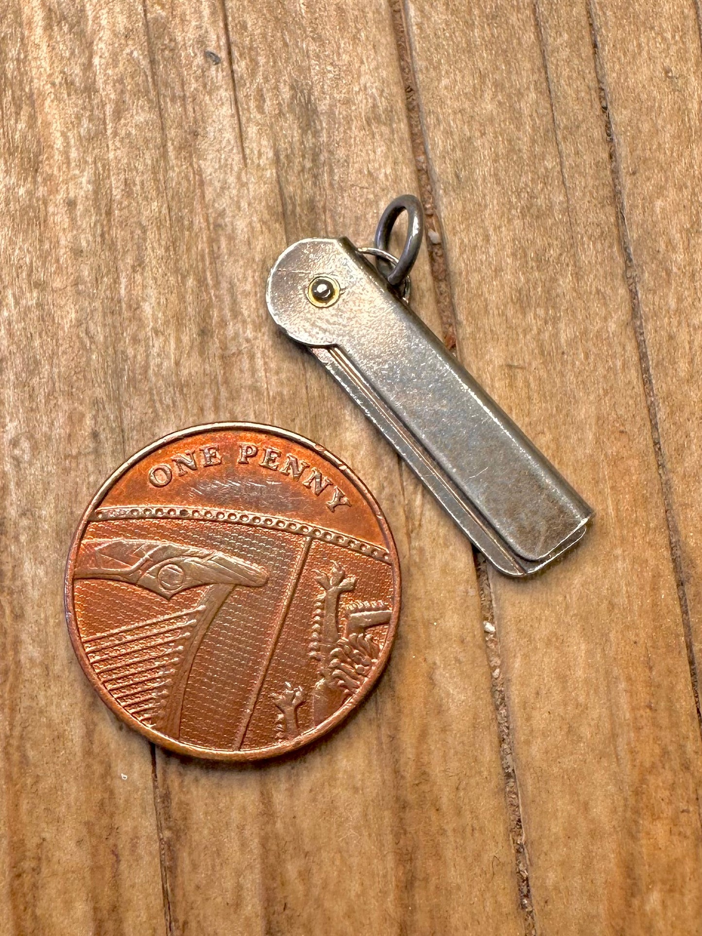 Vintage Gelenkklappkamm 925 Sterling Silber Anhänger
