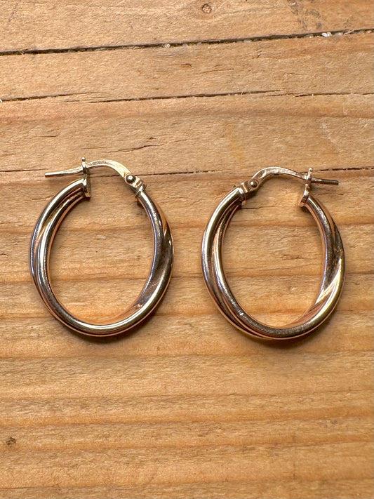 Vintage Twisted Oval Gold on 925 Sterling Silver Earrings