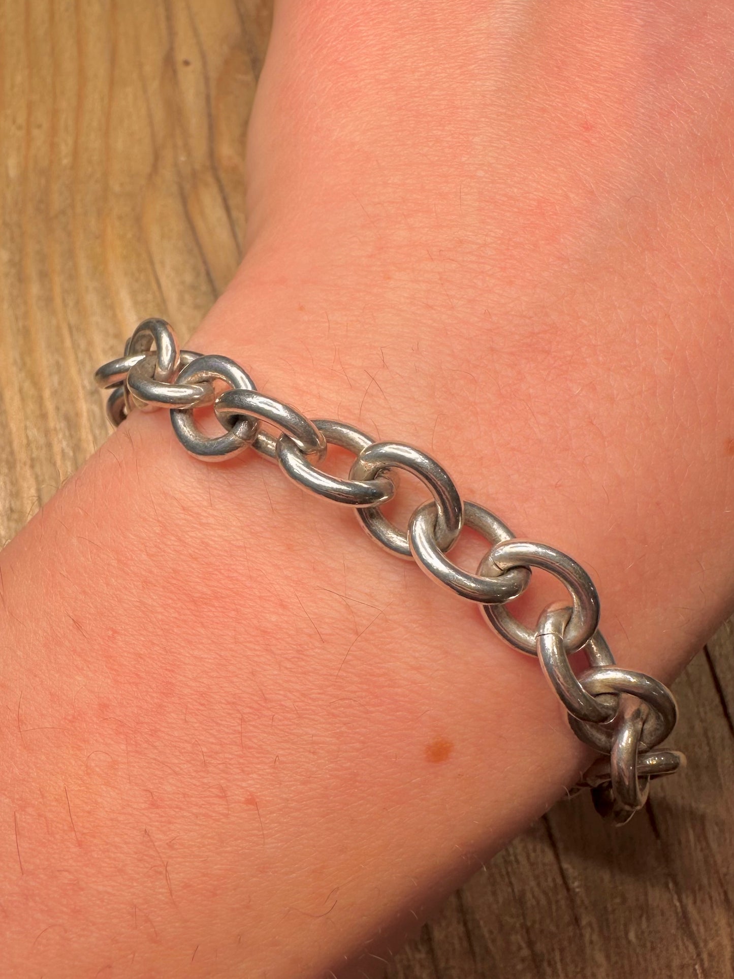 Vintage Chunky Oval Link 925 Sterling Silver 8 inch Bracelet