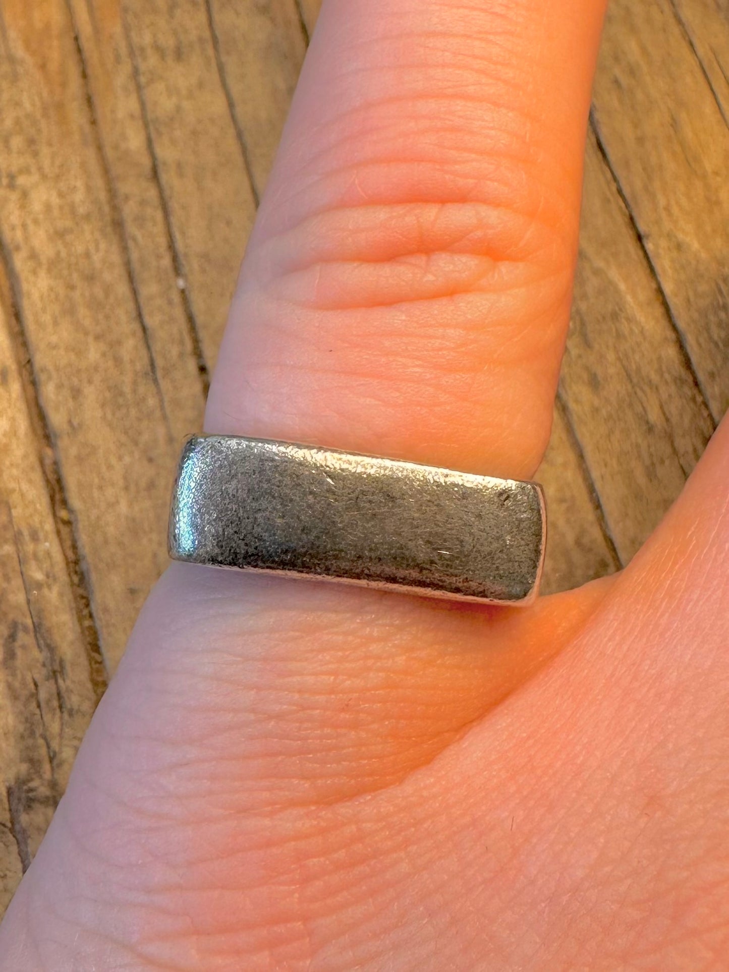 Minimalist Bar Band 925 Sterling Silver Size N Ring