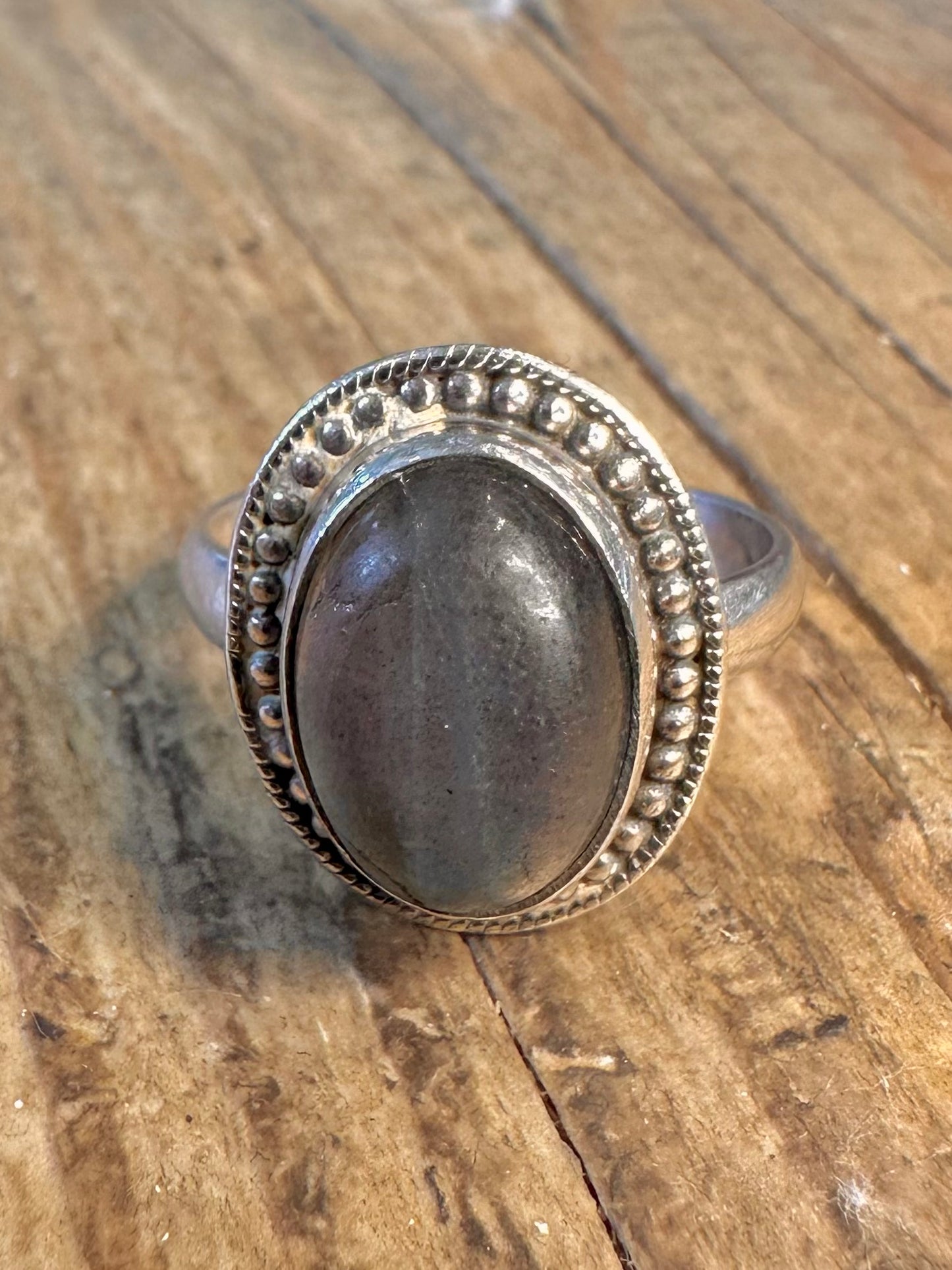 Labradorite Oval 925 Sterling Silver Size O1/2 Ring