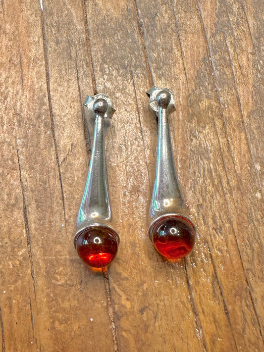 Modernist Amber 925 Sterling Silver Earrings