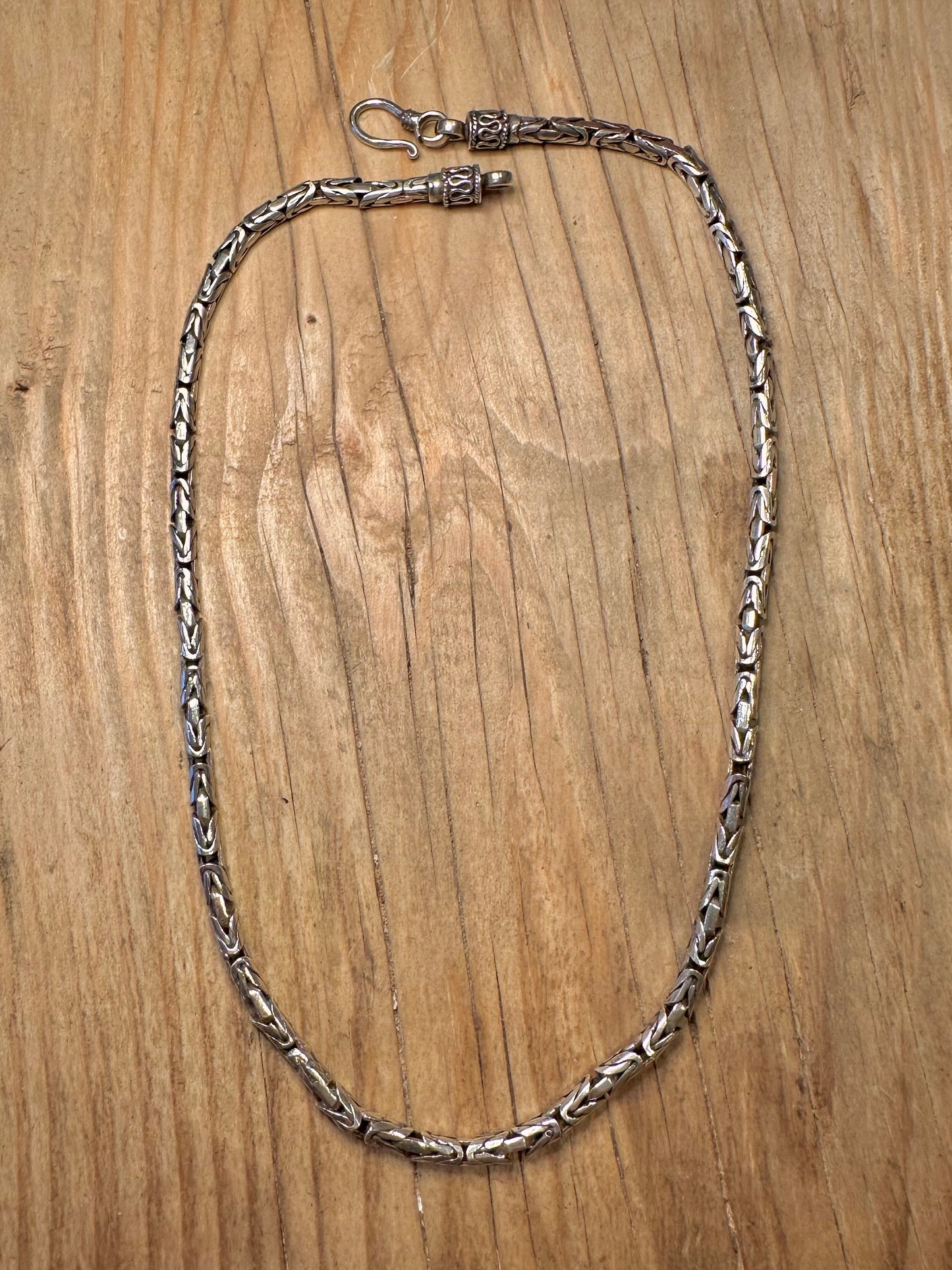 Vintage Byzantine Chain Hook Clasp 925 Sterling Silver 18 inch Necklace