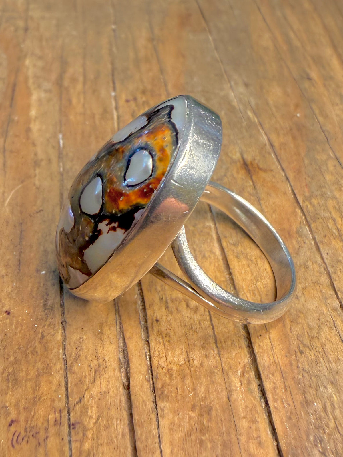 Turbo Sarmaticus Shell 925 Sterling Silver R1/2 Ring