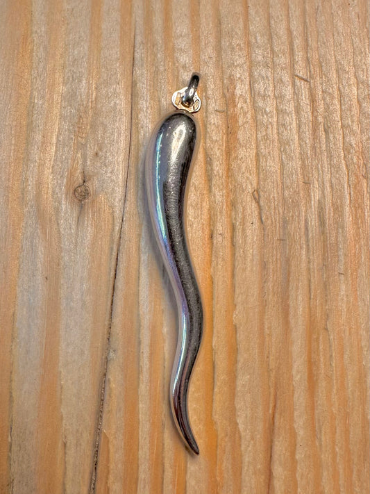 Vintage 1988 Large Cornicello Horn 925 Silver Pendant