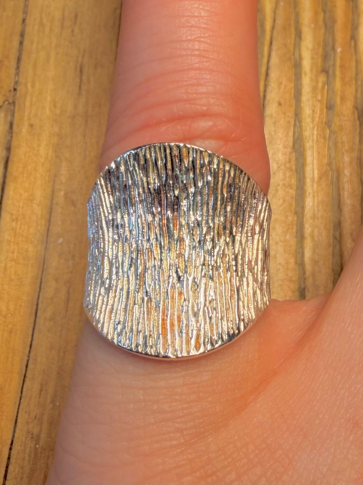 Wide Textured Heavy 925 Sterling Silver Size K1/2 Ring