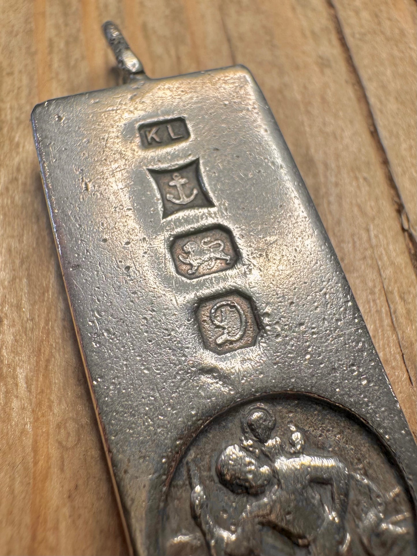 Vintage 1978 Ingot St Christopher 925 Sterling Silver Pendant