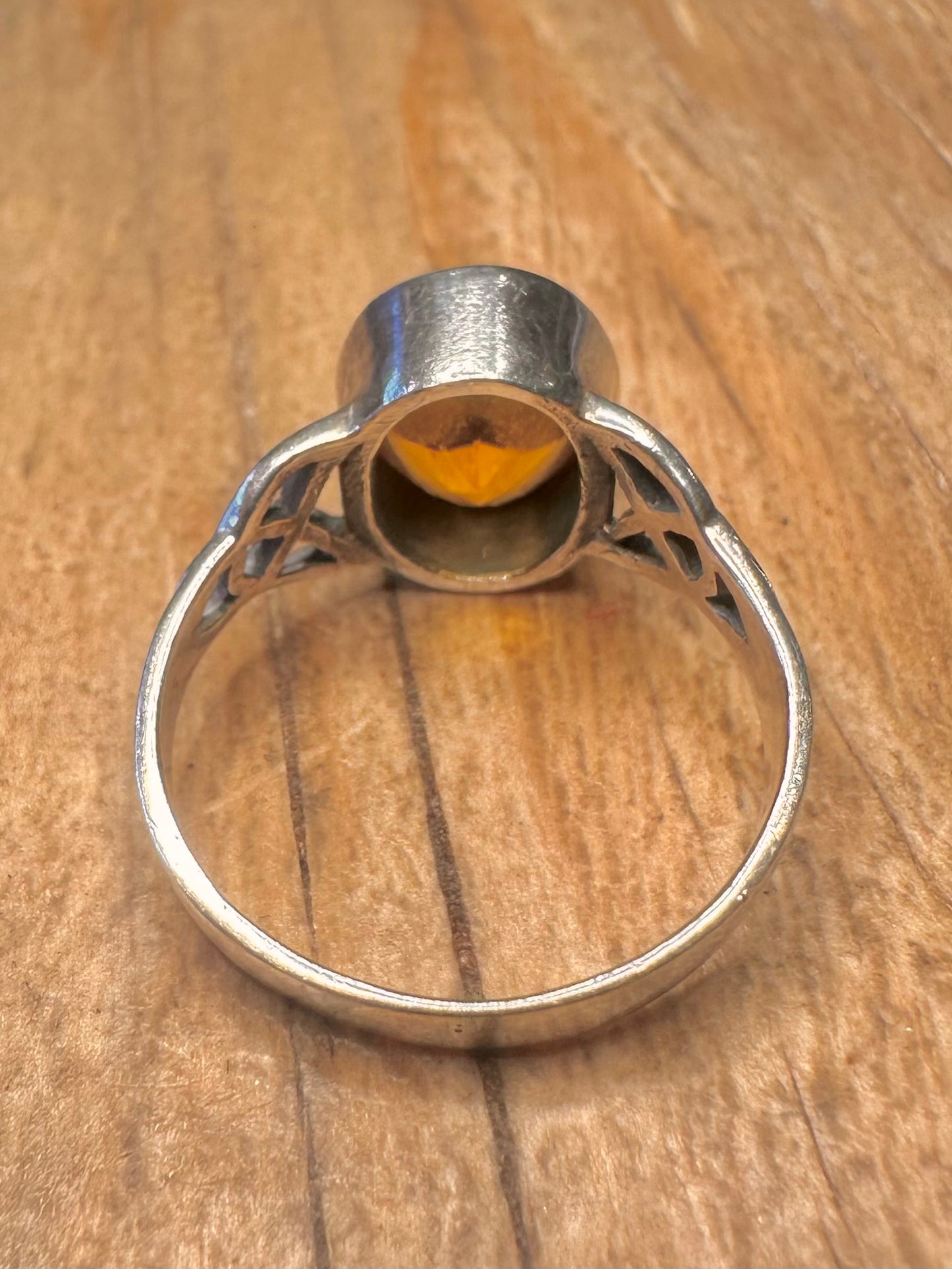 Vintage Citrine Celtic 925 Sterling Silver Size O1/2 Ring