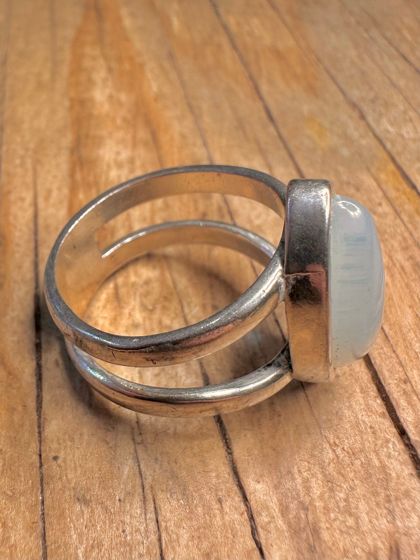 Modernist Opalite 925 Sterling Silver Size P Ring