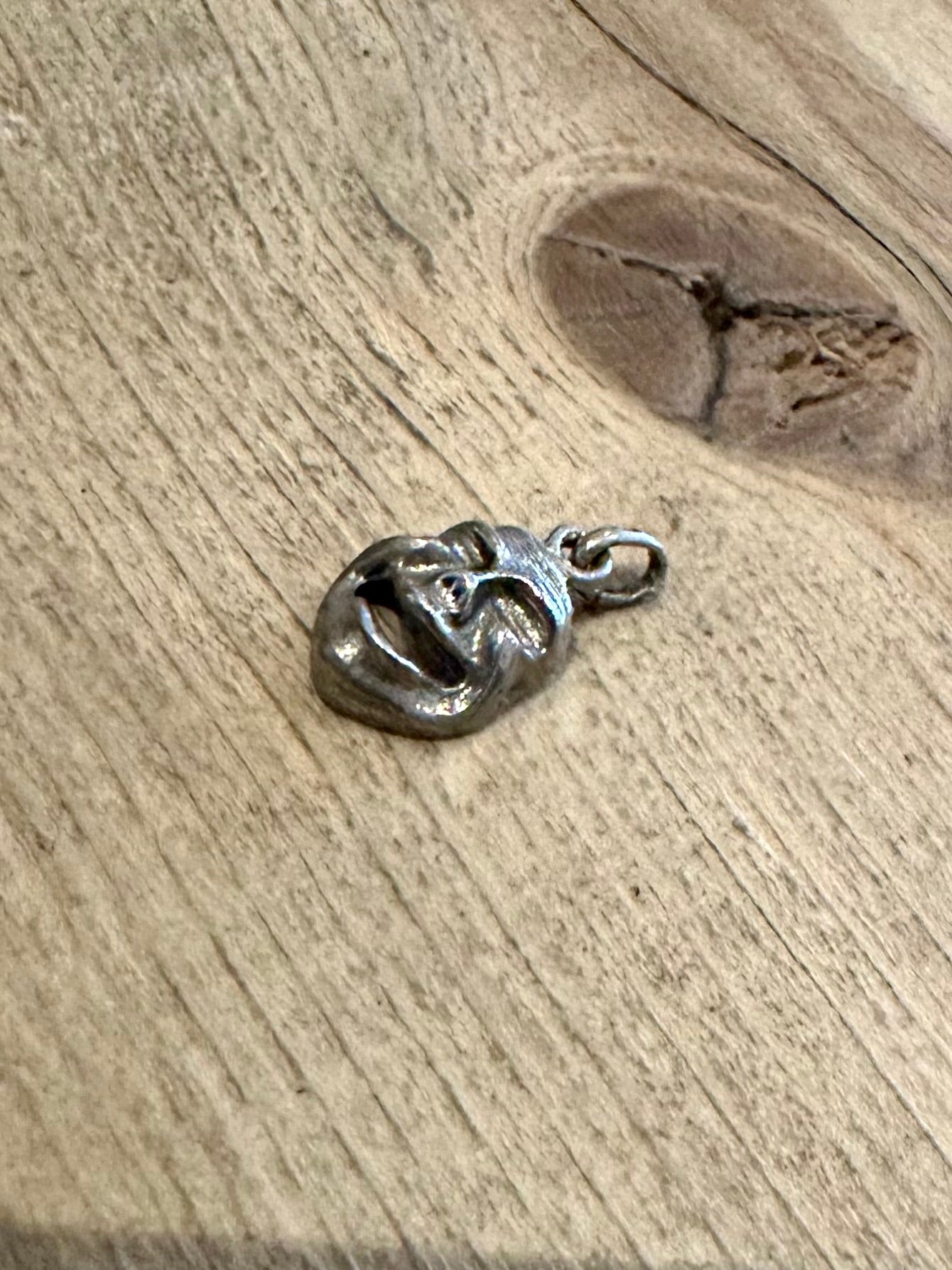 Vintage Face 925 Silver Charm Pendant