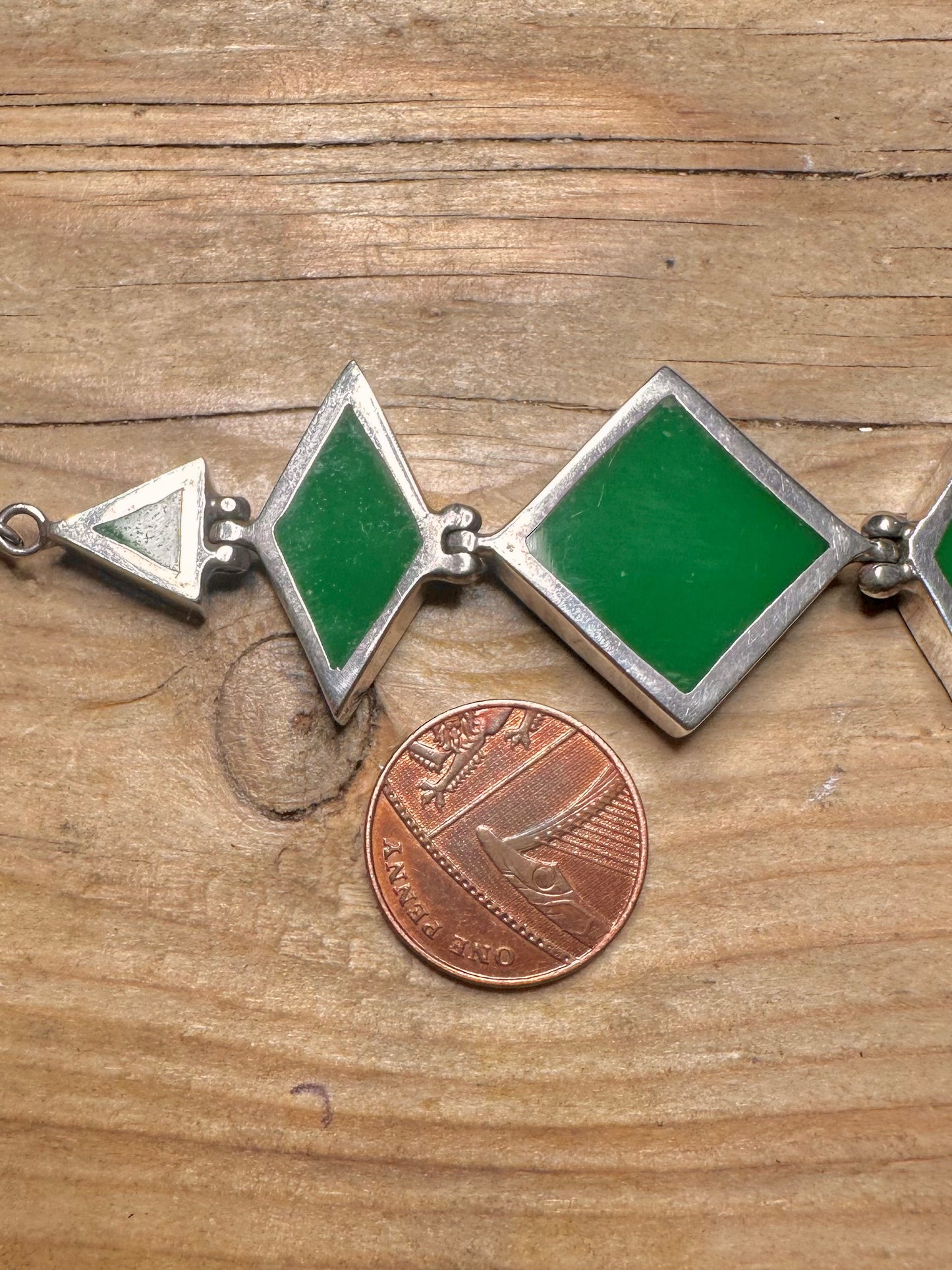 Armband, Modernistisch, Abalone, Rautenform, 925er Sterlingsilber, 7,4 bis 7,8 Zoll