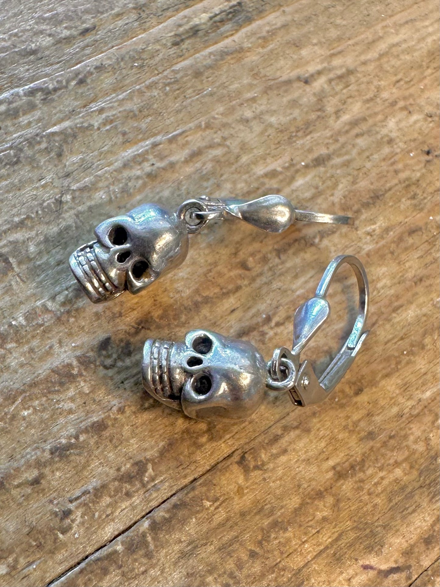 Skull Dangle 925 Sterling Silver Earrings