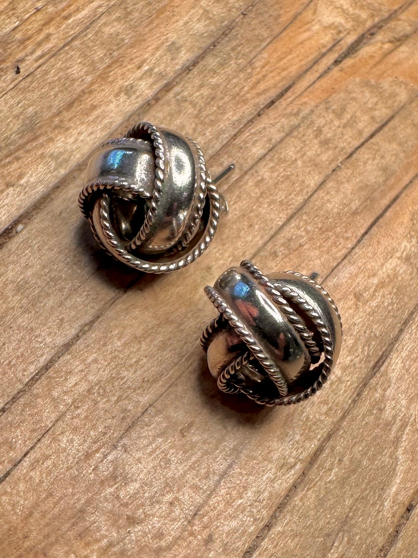 Vintage Knot Stud 925 Sterling Silver Earrings