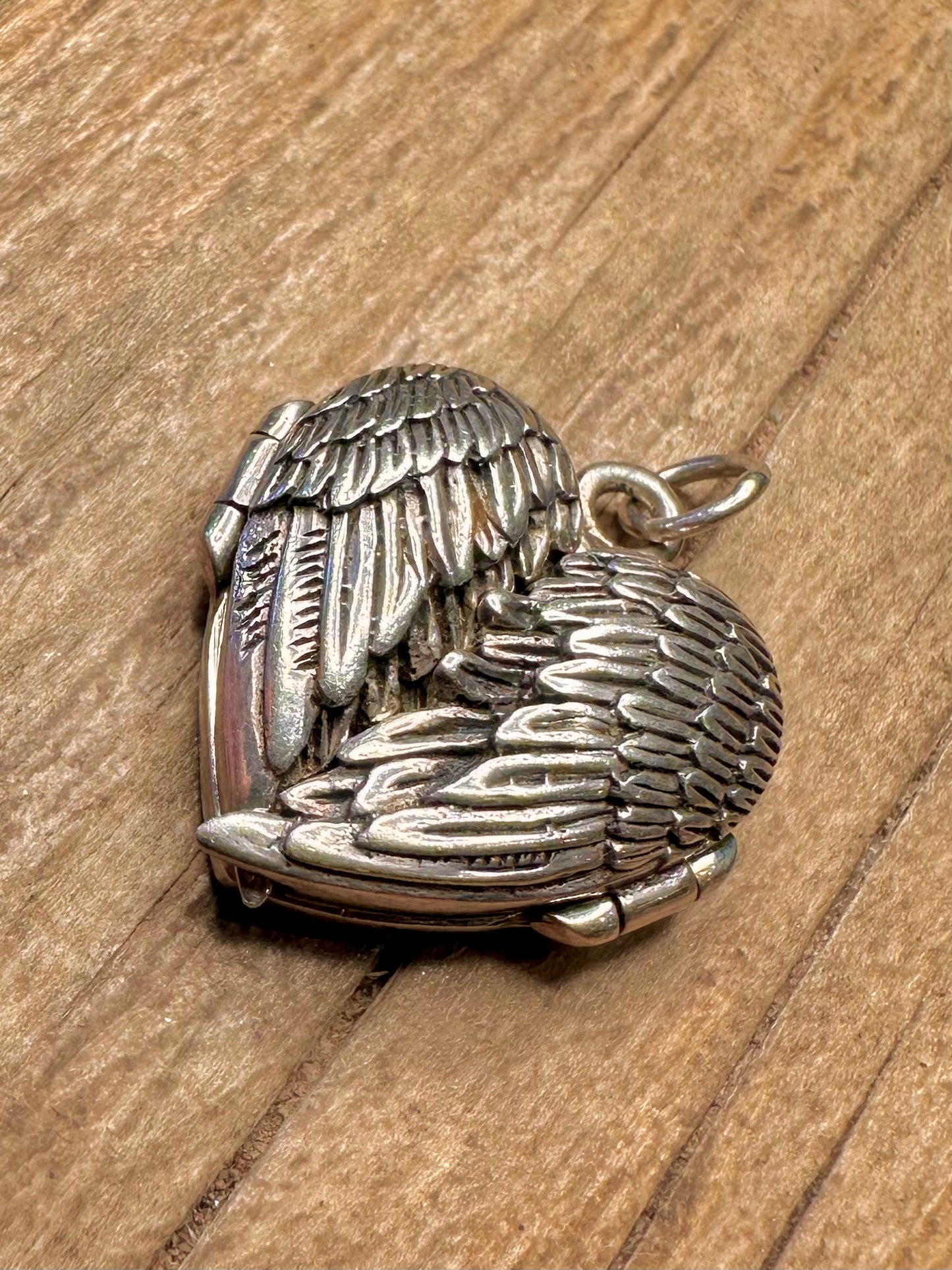 Vintage Feather Wing Double Sided 925 Sterling Silver Locket Pendant