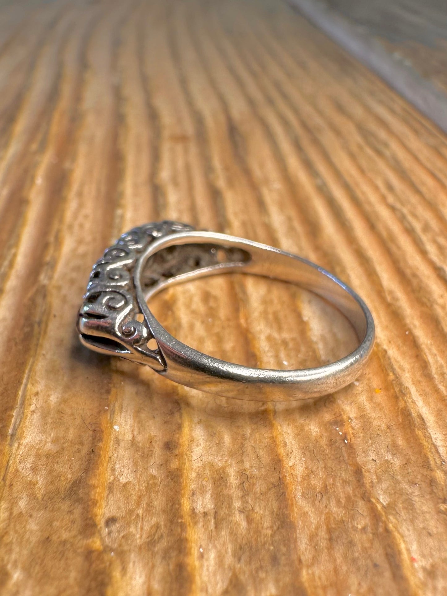 Victorian Style 1979 Opal and Garnet 925 Sterling Silver Size L Ring
