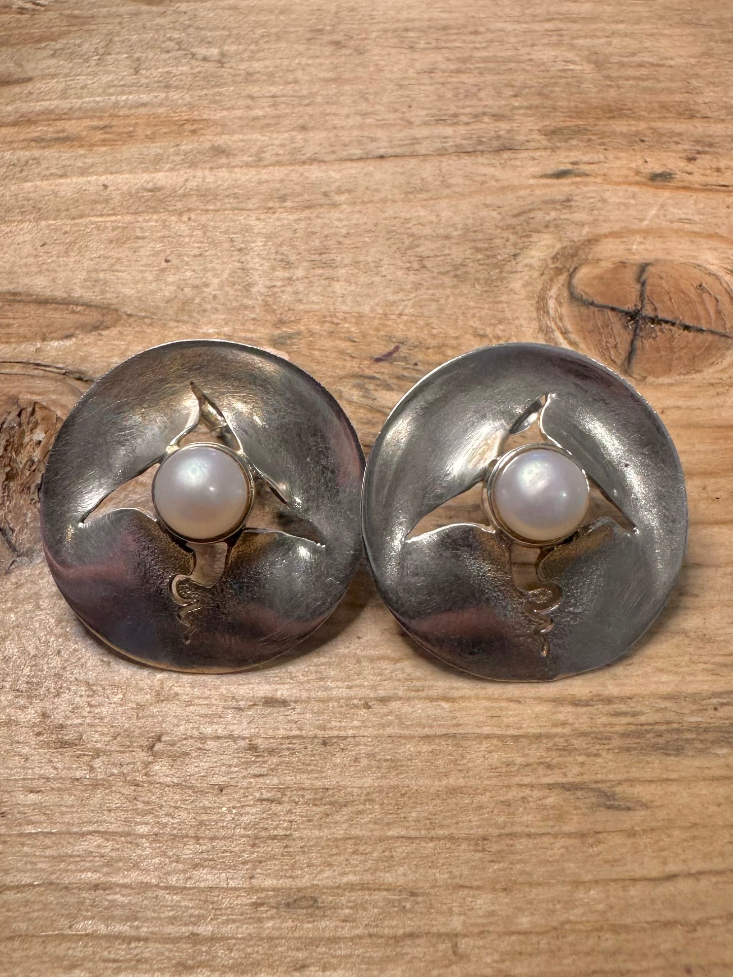 Abstarct Michaud Design Pearl Maker EP Gold and 925 Silver Earrings