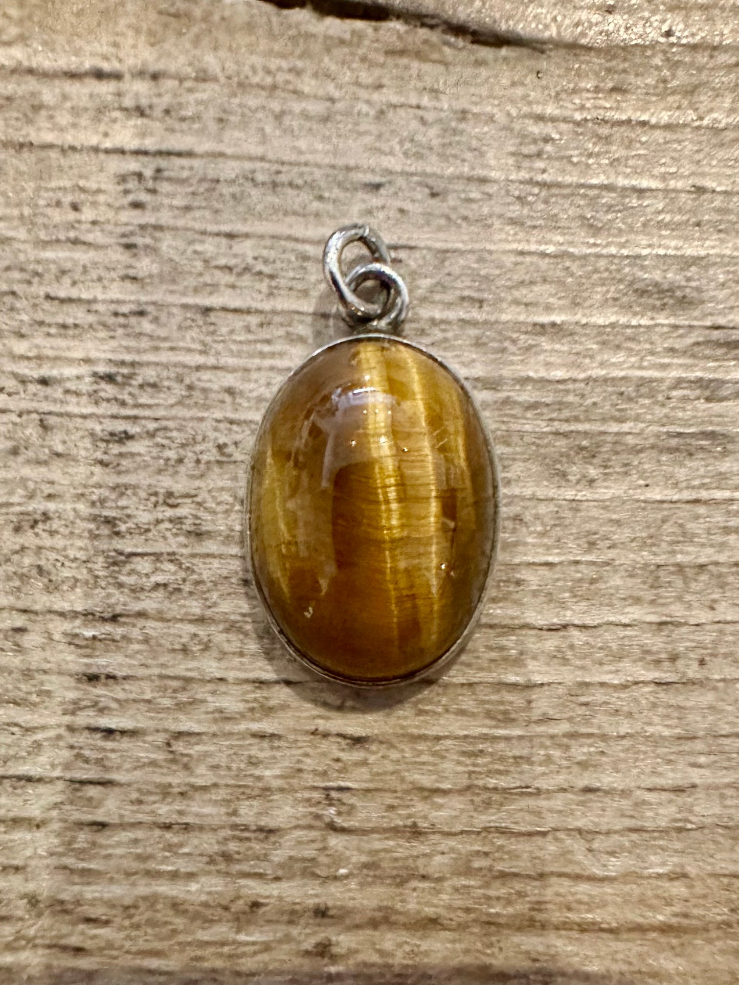 Vintage 1982 Tigers Eye Oval 925 Silver Pendant