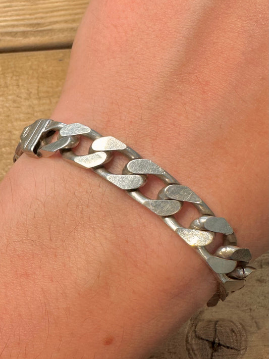 Vintage Curb Chain 925 Silver 8 inch Bracelet