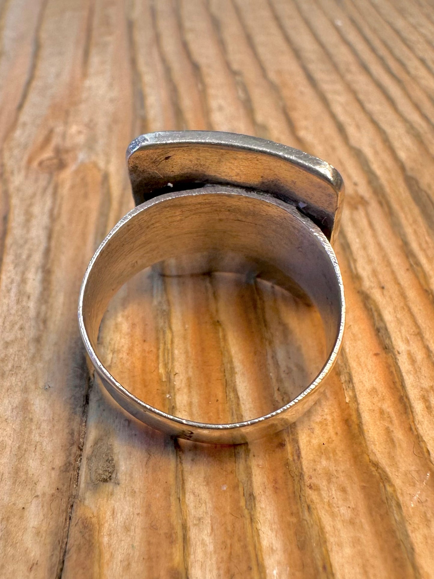 Abalone Figure Rectangular 925 Sterling Silver Size M1/2 Ring