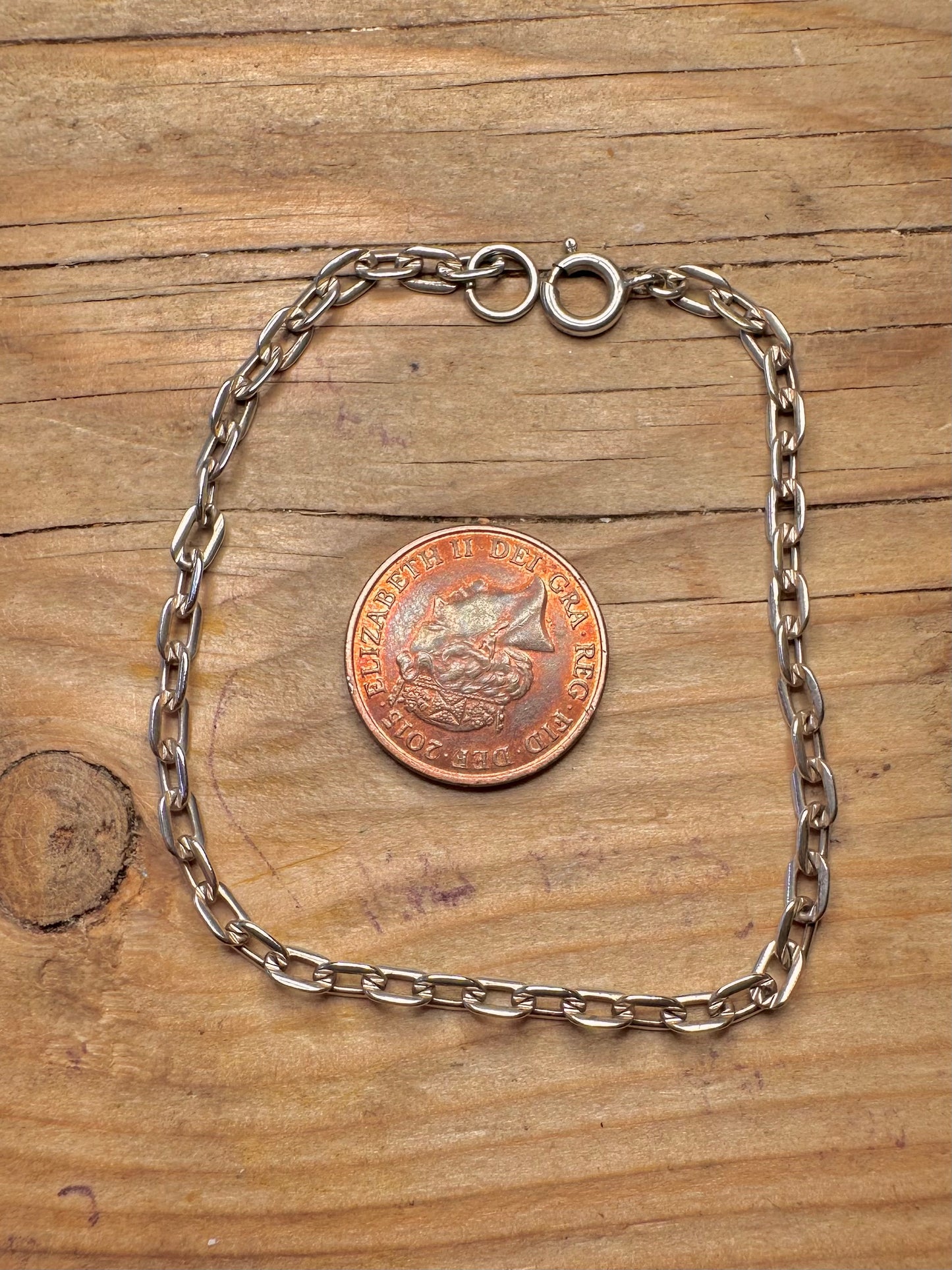 Vintage Cable Chain 925 Sterling Silver 7.5 inch Bracelet