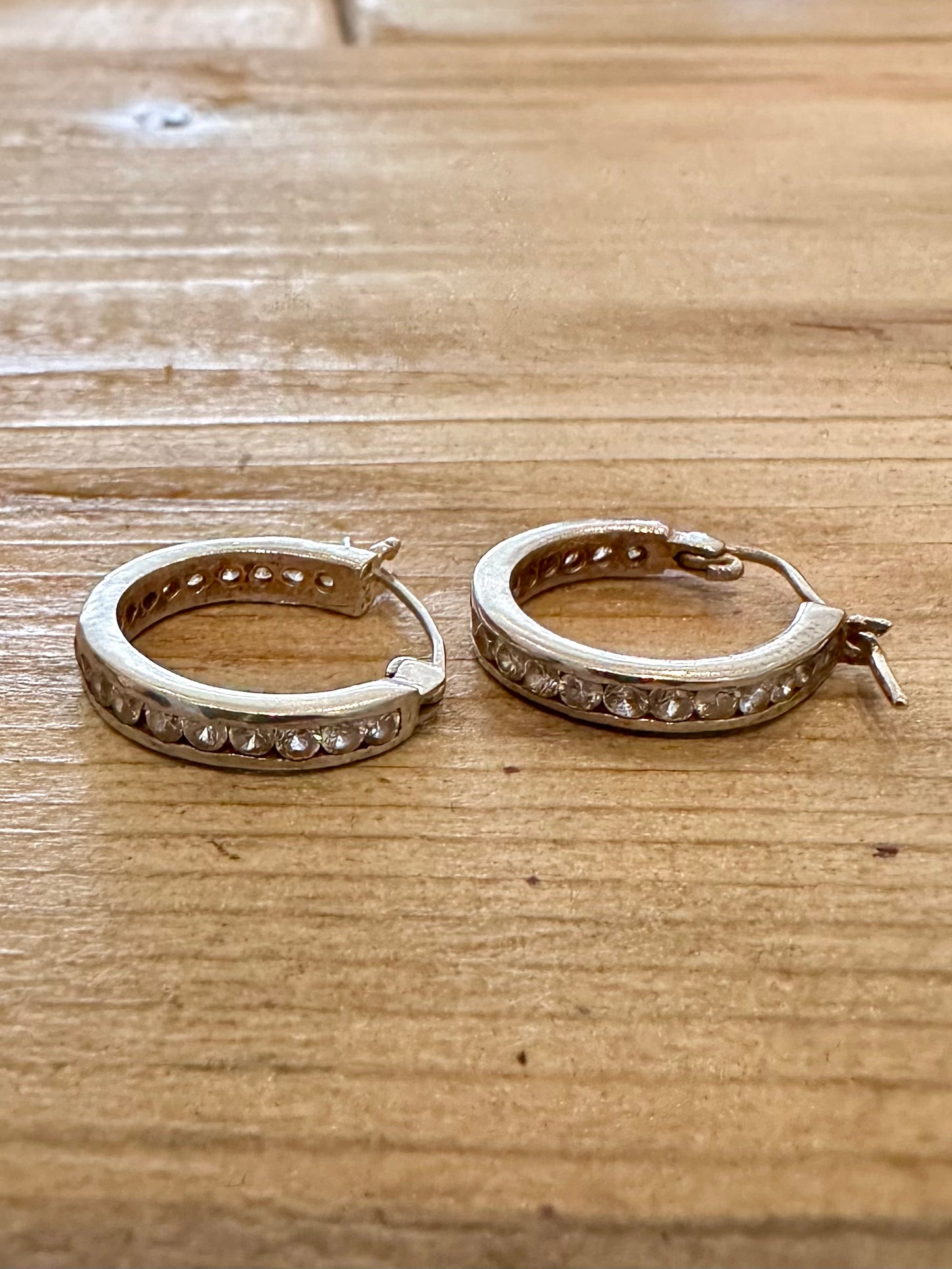 Modern CZ Hoop 925 Silver Earrings