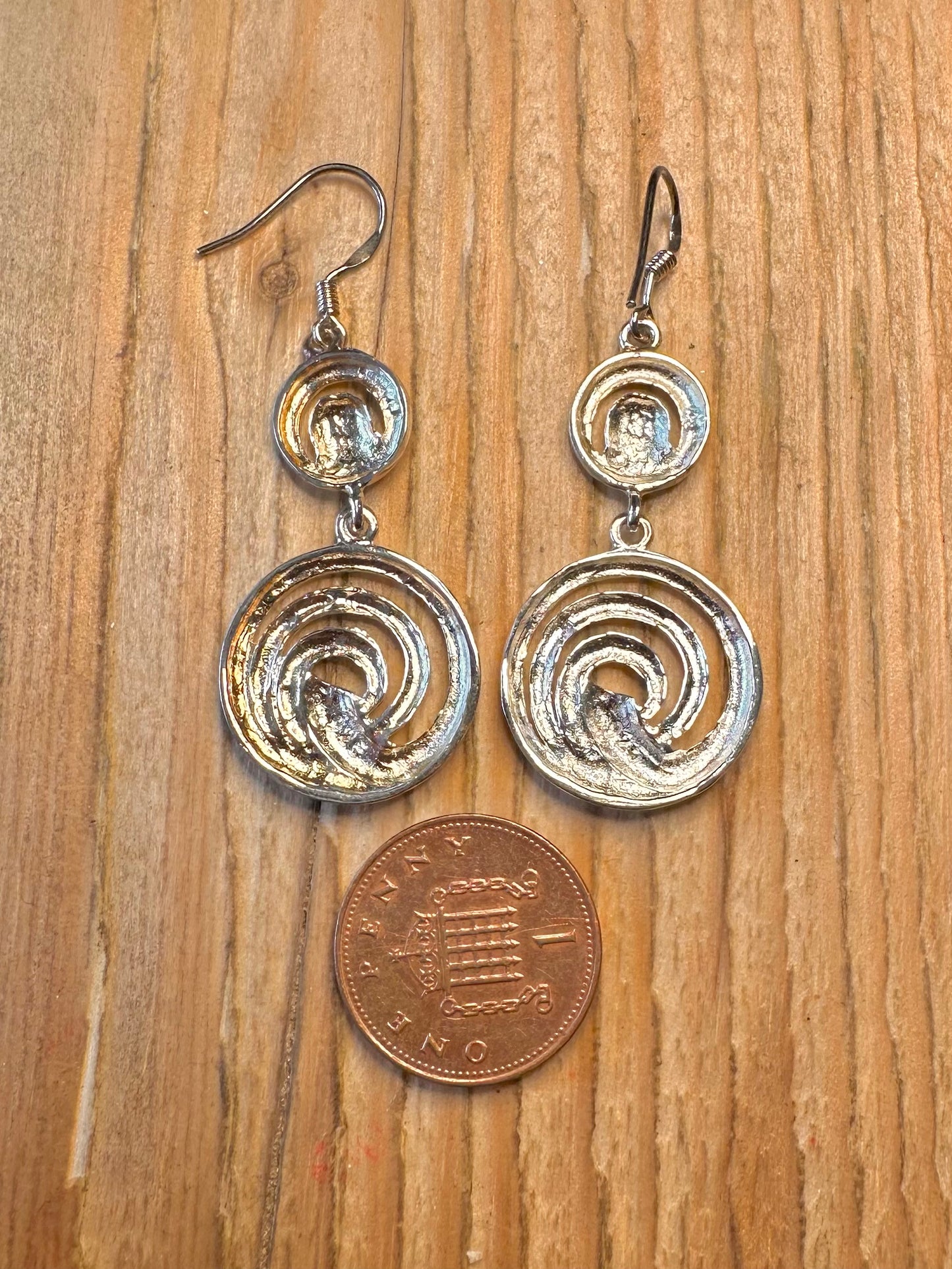 Modernist Swirl Dangle 925 Sterling Silver Earrings