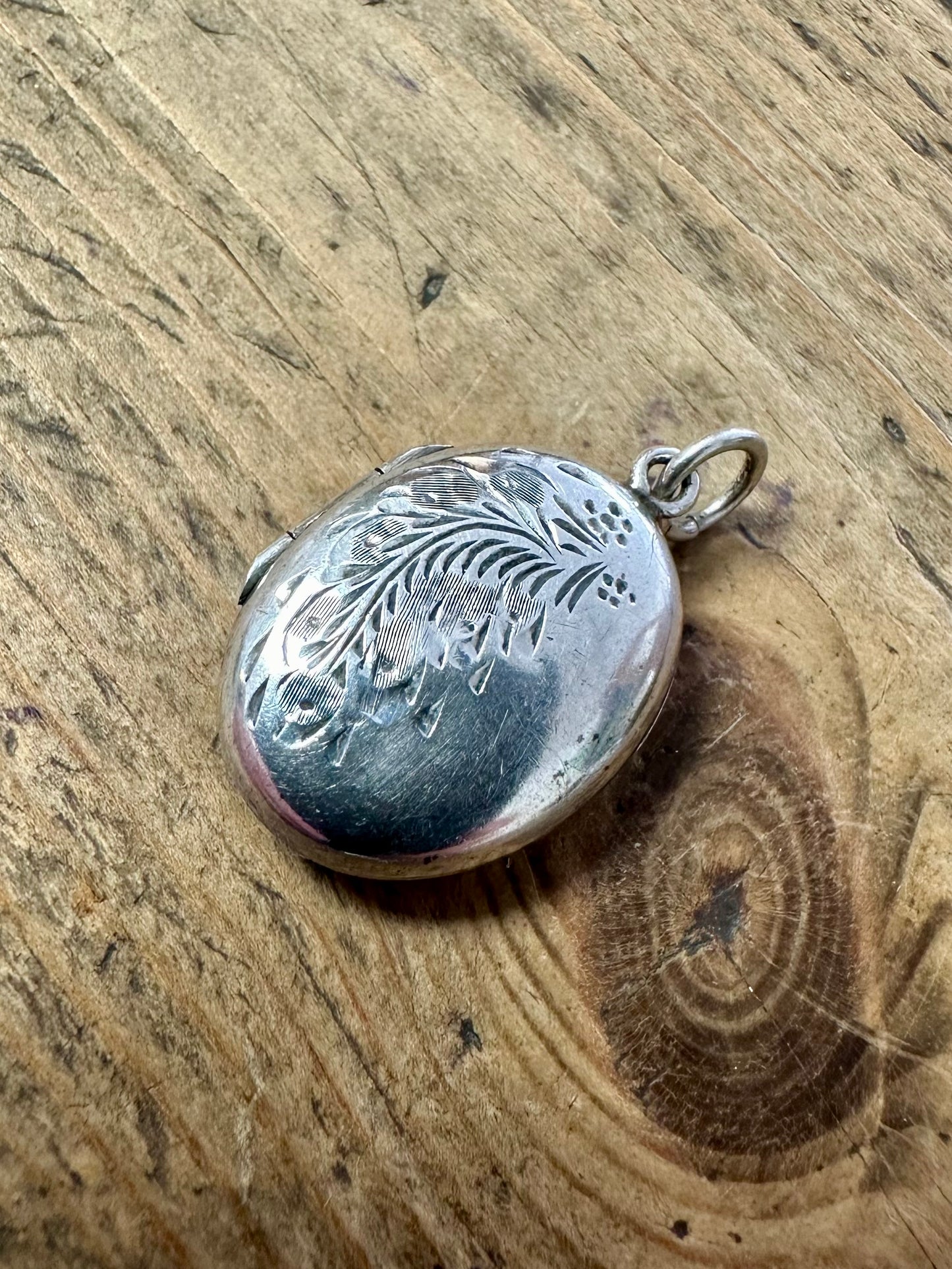 Vintage Oval Engraved 925 Silver Locket Pendant