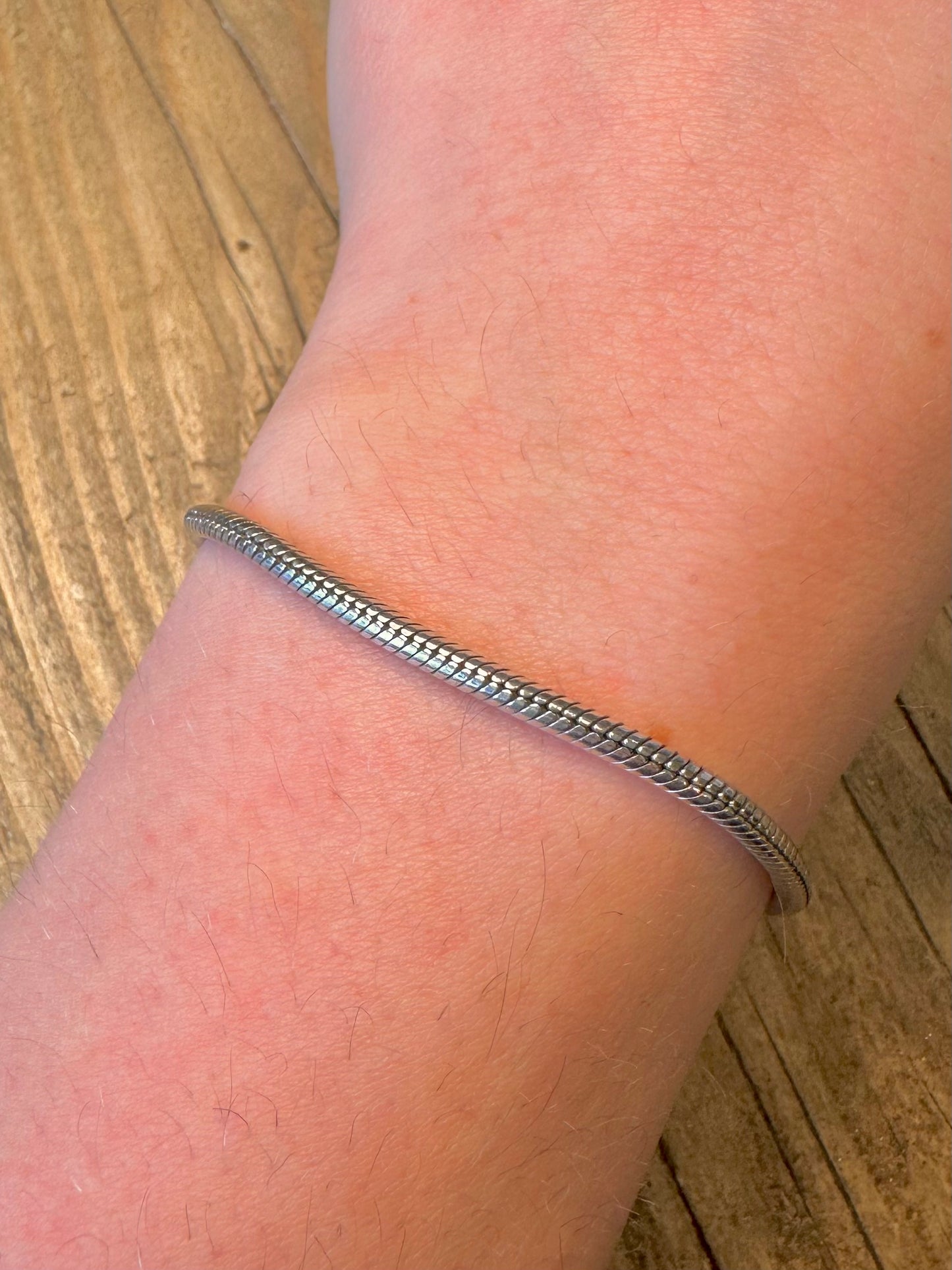 Snake Chain Heart Clasp 925 Sterling Silver 7.5 inch Bracelet
