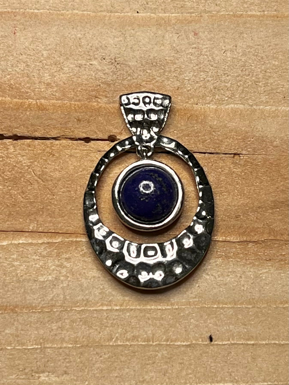 Textured Lapis Lazuli 925 Sterling Silver Pendant